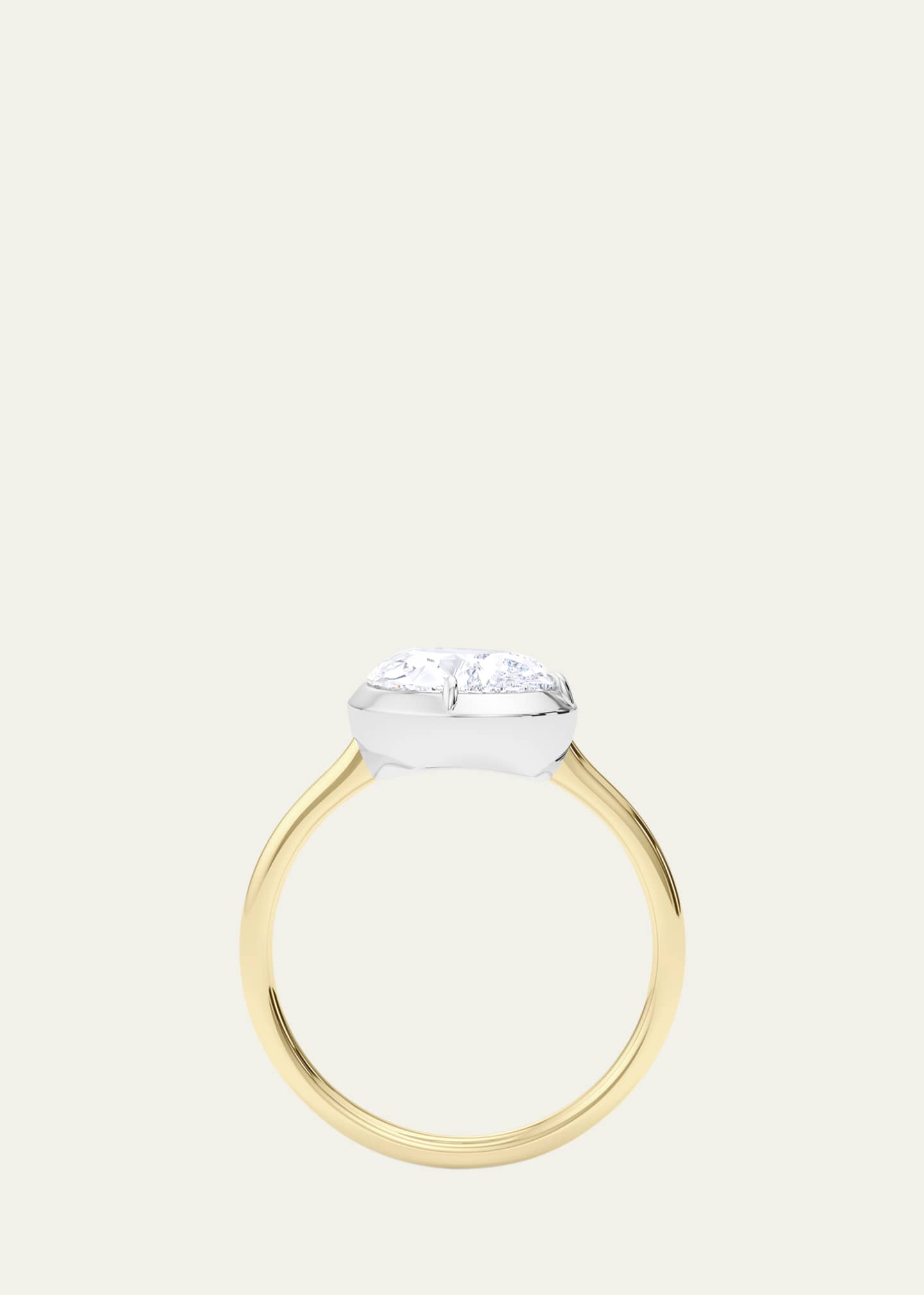 HauteCarat Two Tone 18K Tilted Pear Lab Grown Diamond Ring, 2.0tcw Image 4 of 4