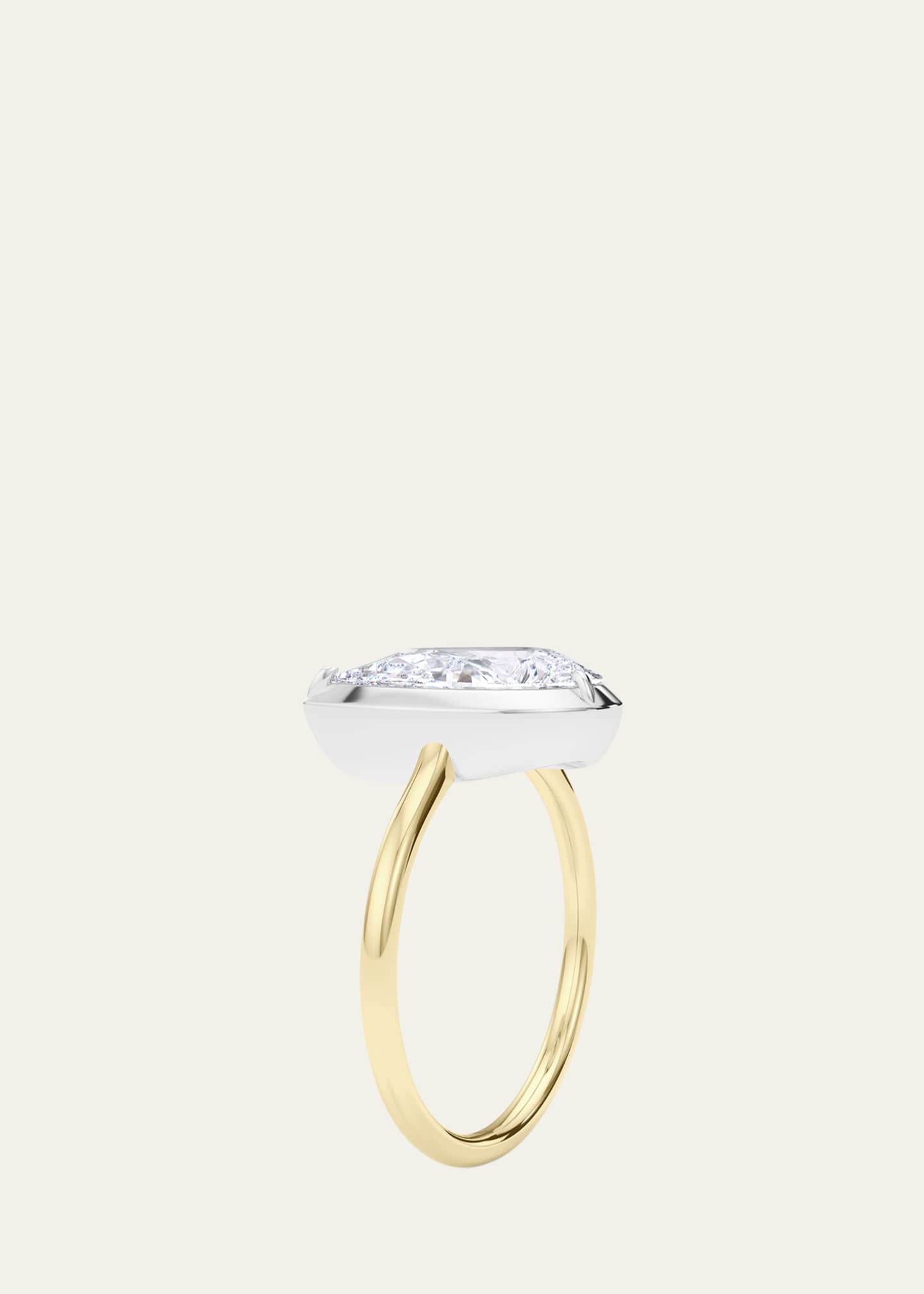 HauteCarat Two Tone 18K Tilted Pear Lab Grown Diamond Ring, 3.0tcw Image 3 of 4