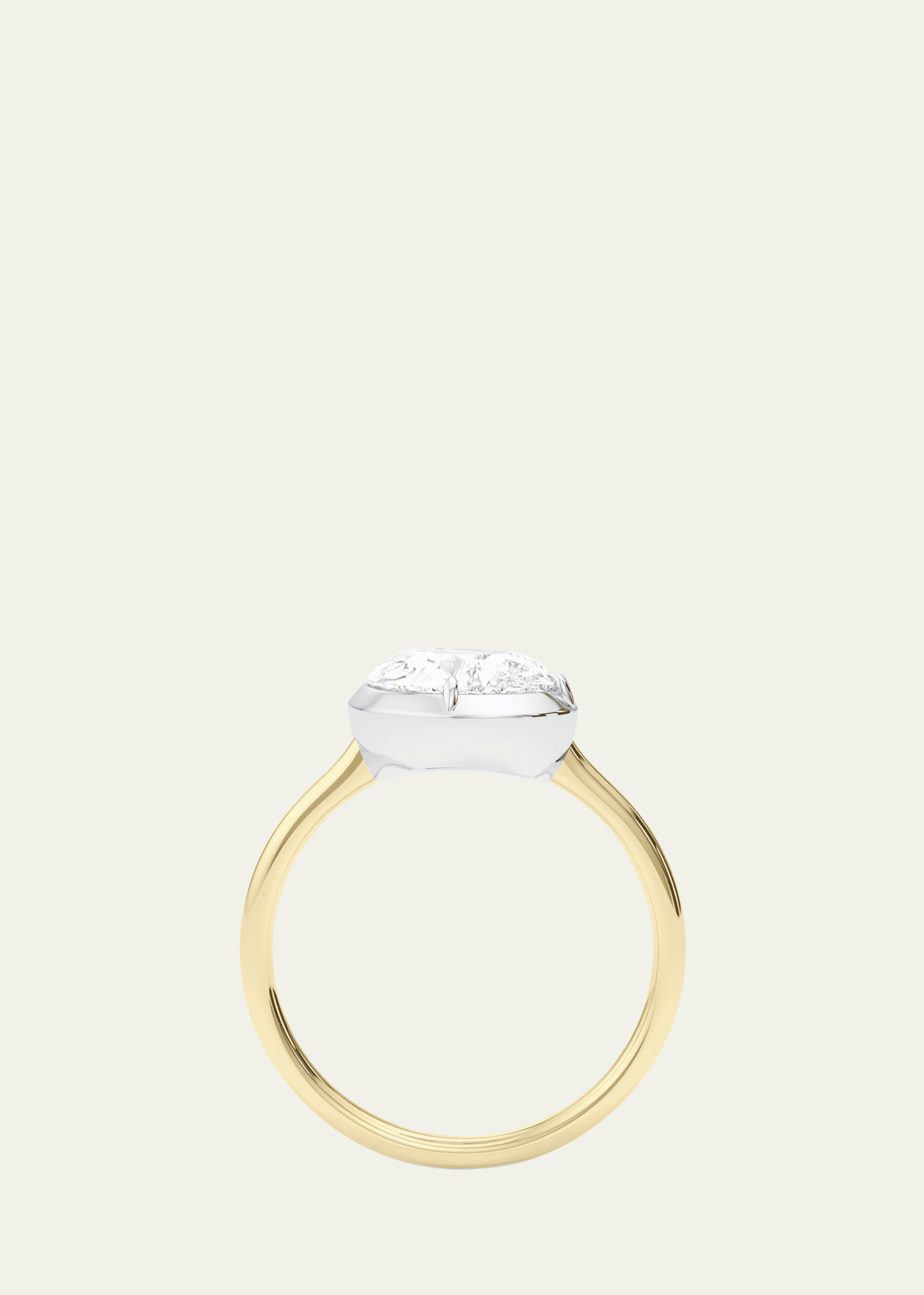 HauteCarat Two Tone 18K Tilted Pear Lab Grown Diamond Ring, 3.0tcw Image 4 of 4