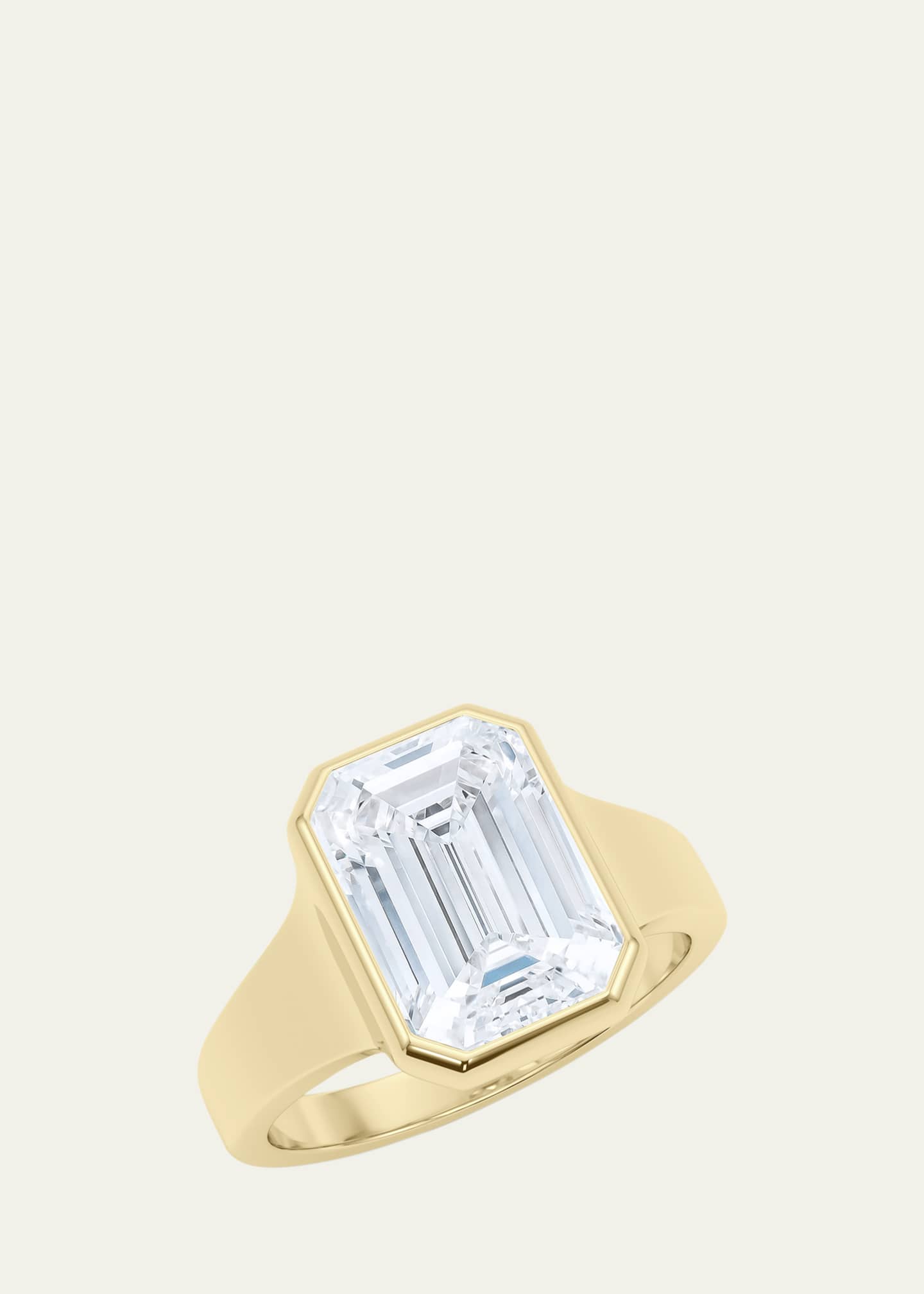 HauteCarat 18K Emerald Cut Lab Grown Diamond Cigar Bezel Ring, 2.0tcw Image 2 of 4