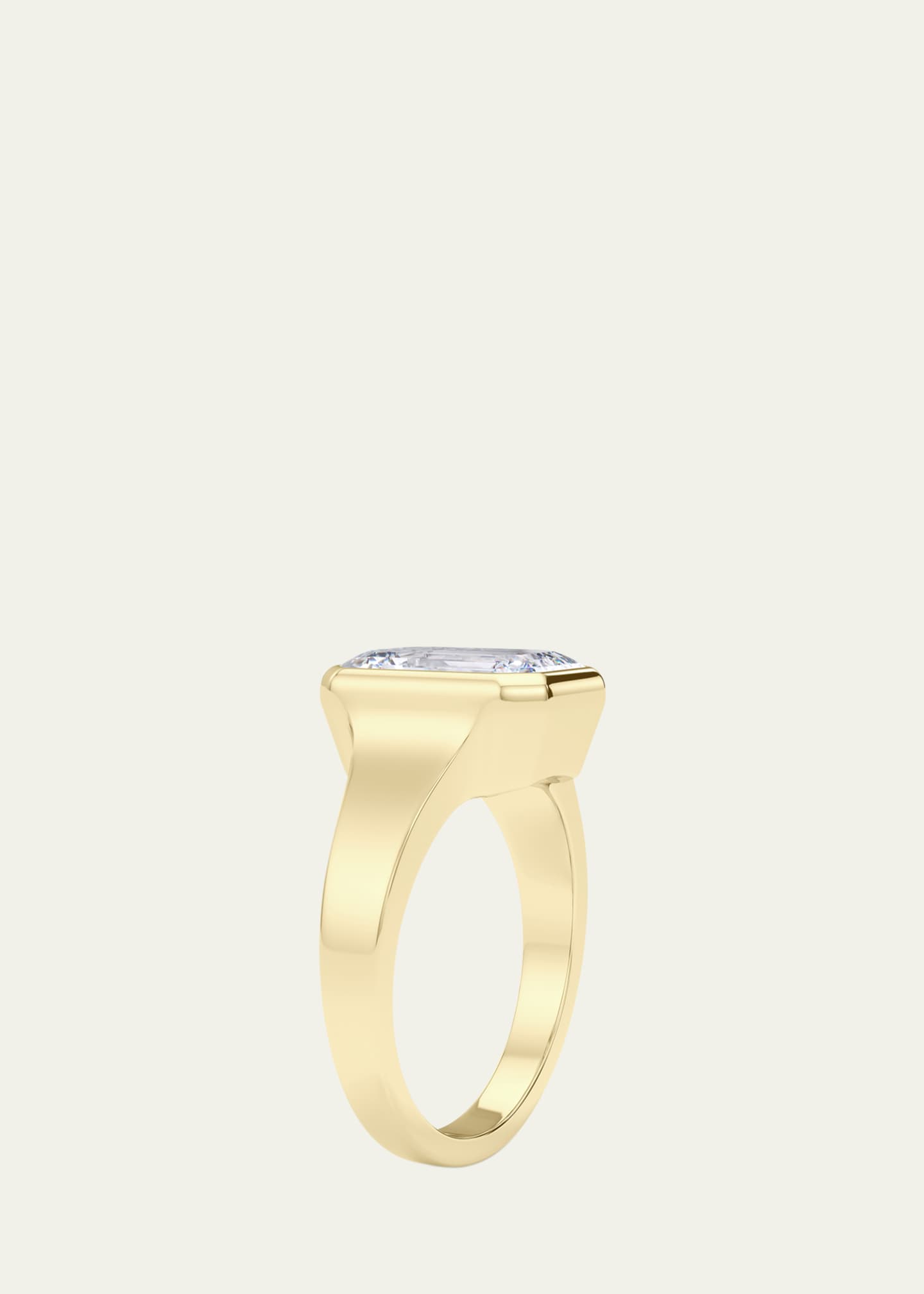 HauteCarat 18K Emerald Cut Lab Grown Diamond Cigar Bezel Ring, 2.0tcw Image 3 of 4