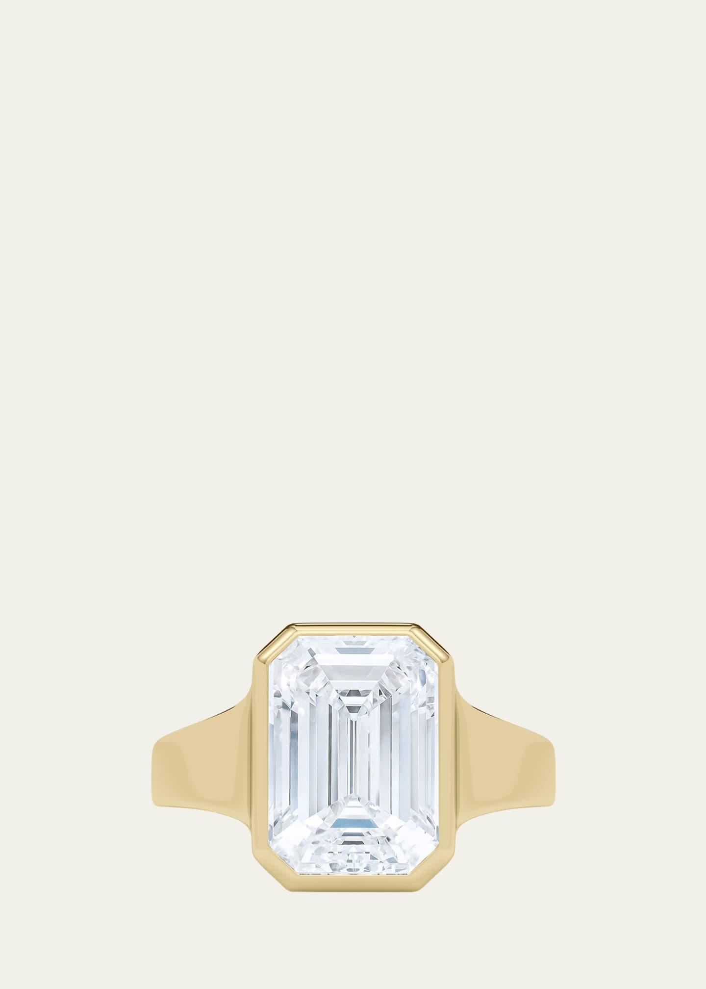 HauteCarat 18K Emerald Cut Lab Grown Diamond Cigar Bezel Ring, 2.0tcw Image 1 of 4
