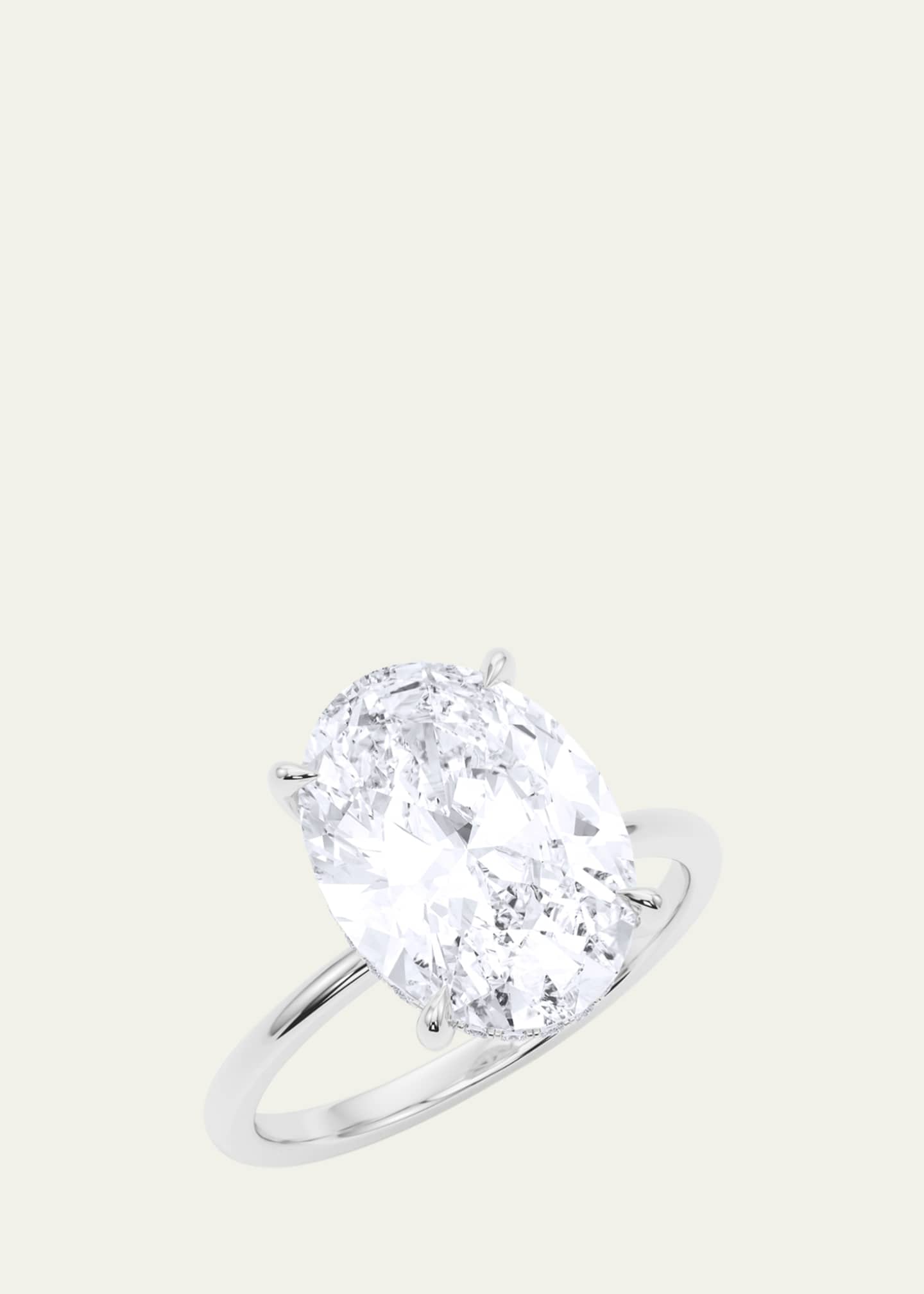 HauteCarat 18K Oval Cut Hidden Halo Platinum Lab Grown Diamond Ring, 2.0tcw Image 2 of 4