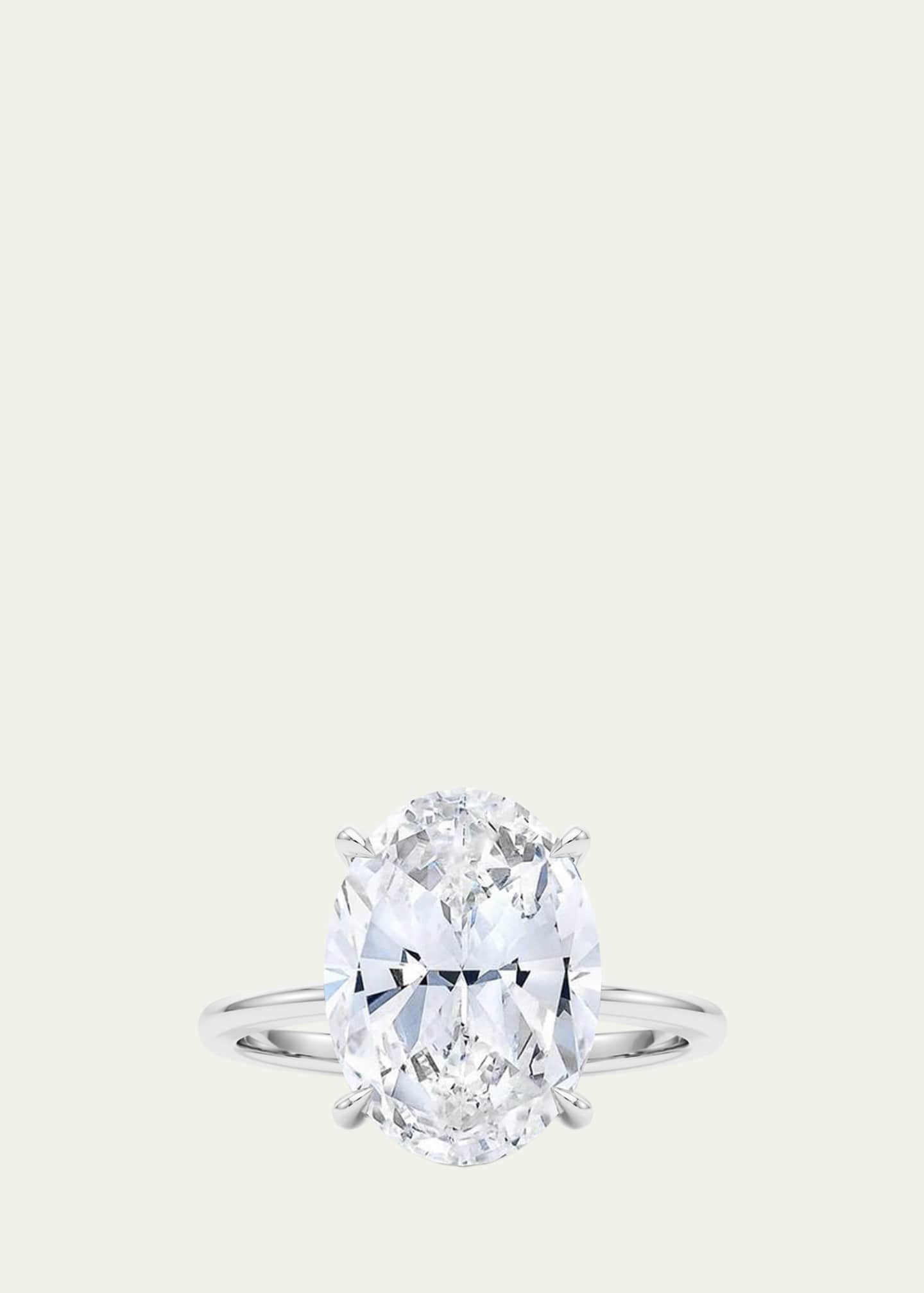 HauteCarat 18K Oval Cut Hidden Halo Platinum Lab Grown Diamond Ring, 2.0tcw Image 1 of 4