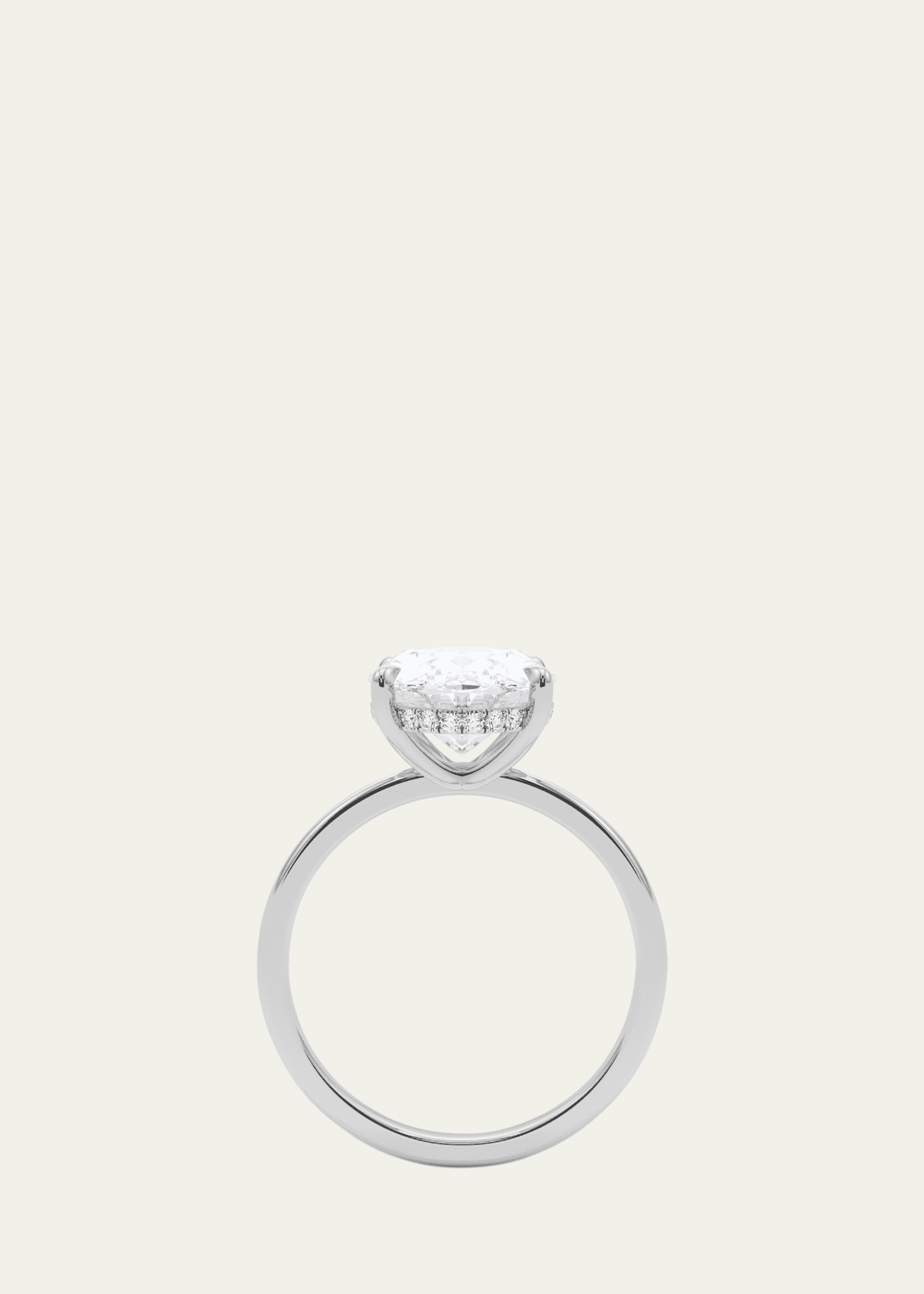 HauteCarat 18K Oval Cut Hidden Halo Platinum Lab Grown Diamond Ring, 2.0tcw Image 4 of 4