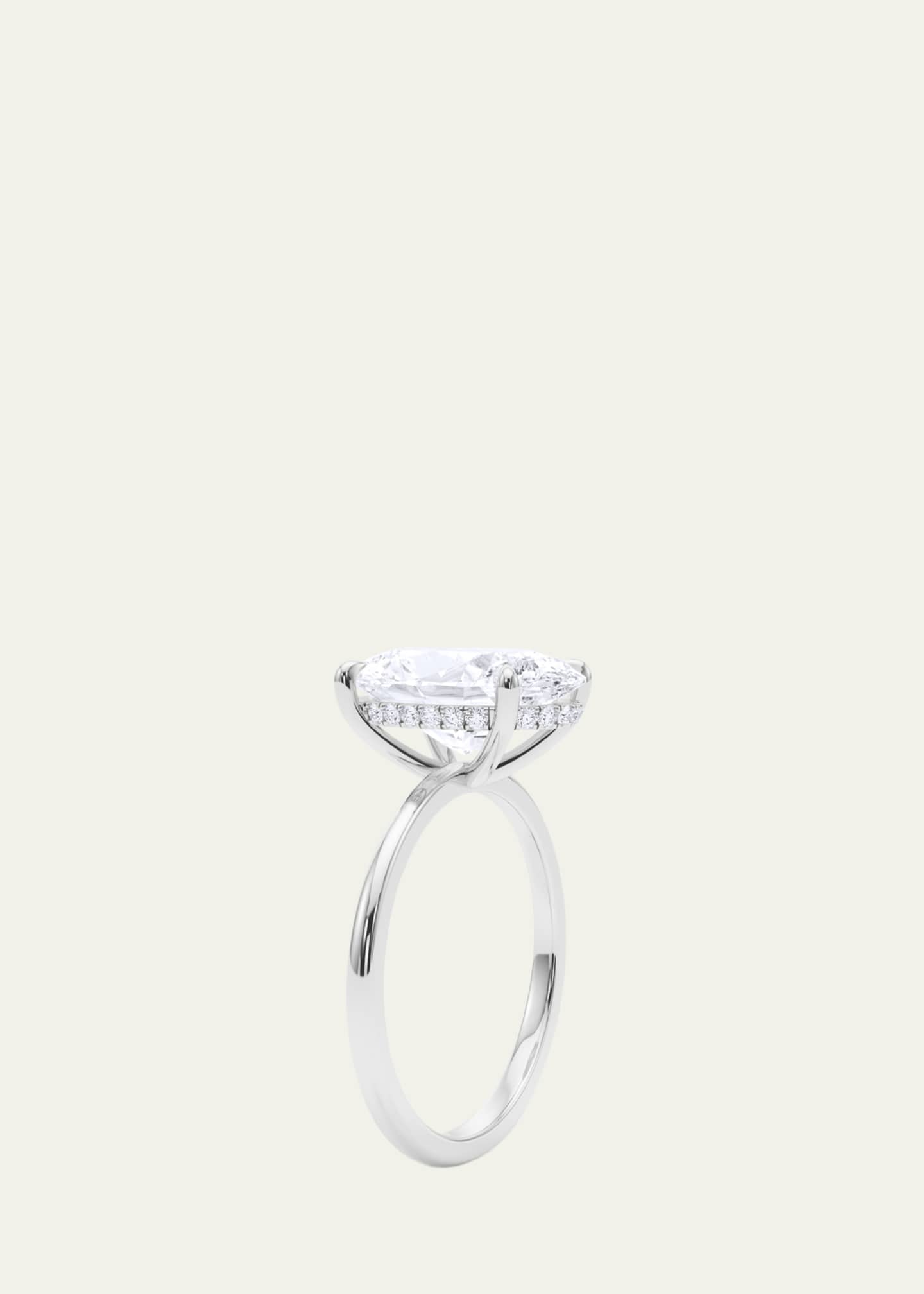 HauteCarat 18K Oval Cut Hidden Halo Platinum Lab Grown Diamond Ring, 3.0tcw Image 3 of 4
