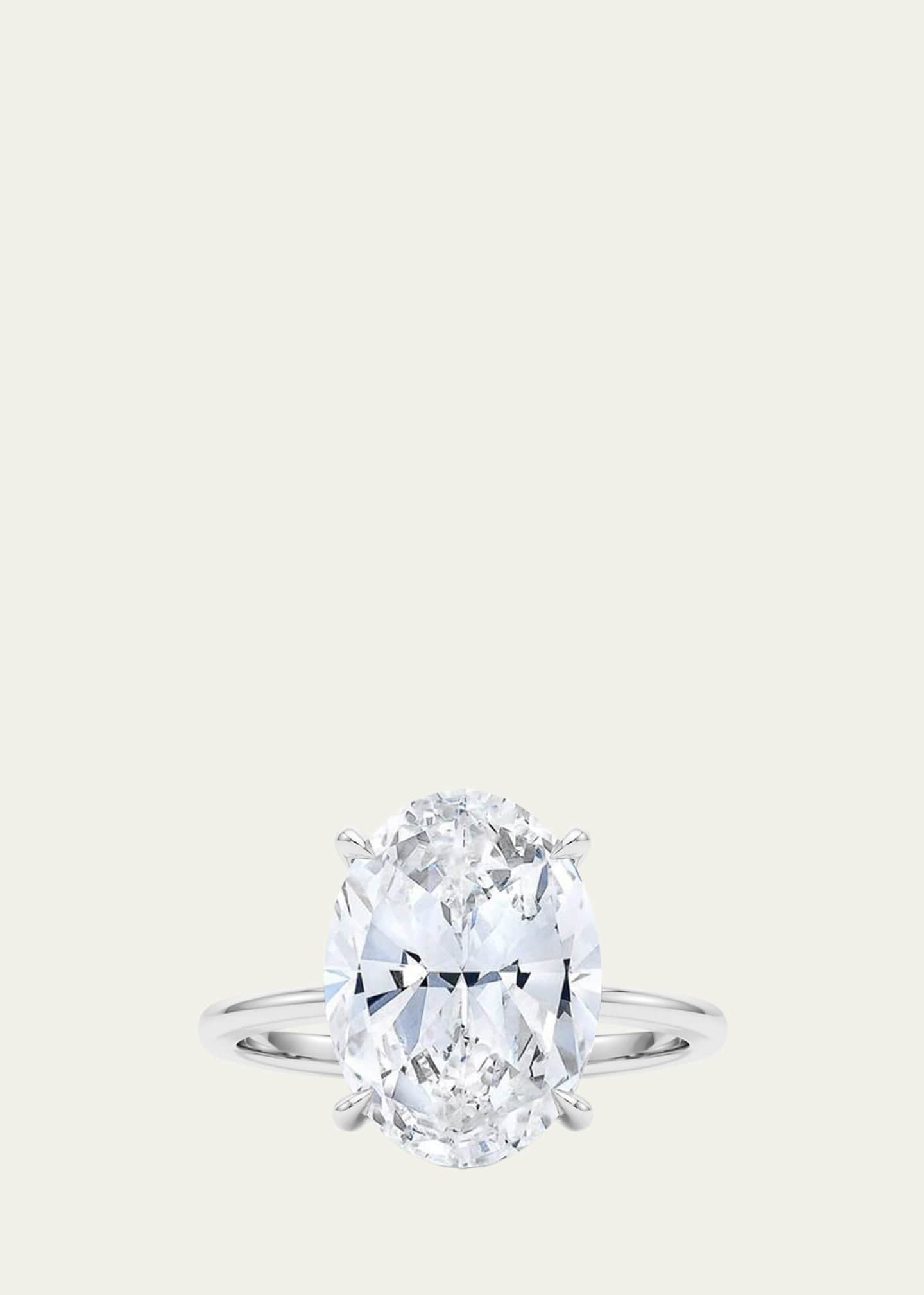 HauteCarat 18K Oval Cut Hidden Halo Platinum Lab Grown Diamond Ring, 3.0tcw Image 1 of 4