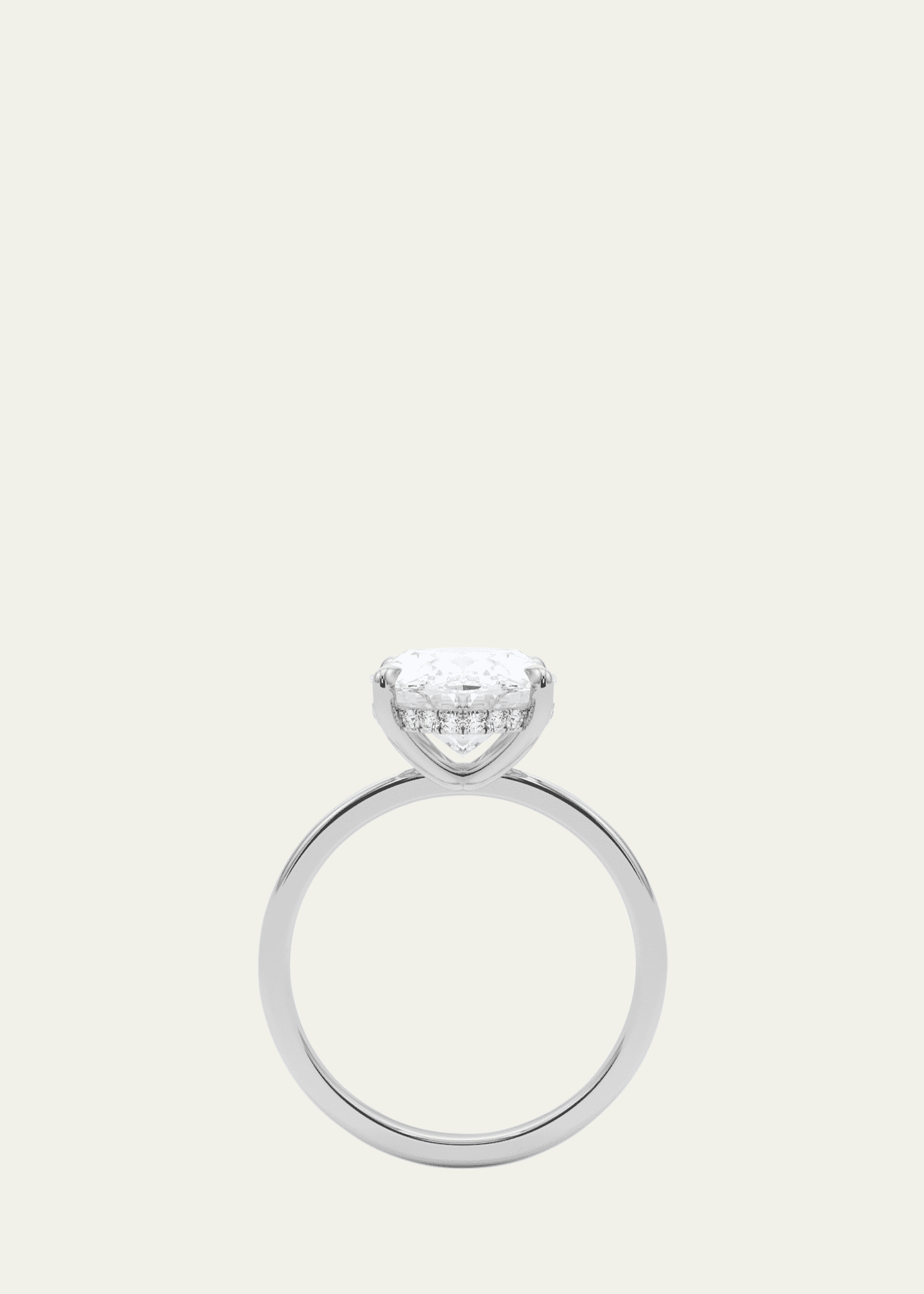 HauteCarat 18K Oval Cut Hidden Halo Platinum Lab Grown Diamond Ring, 3.0tcw Image 4 of 4