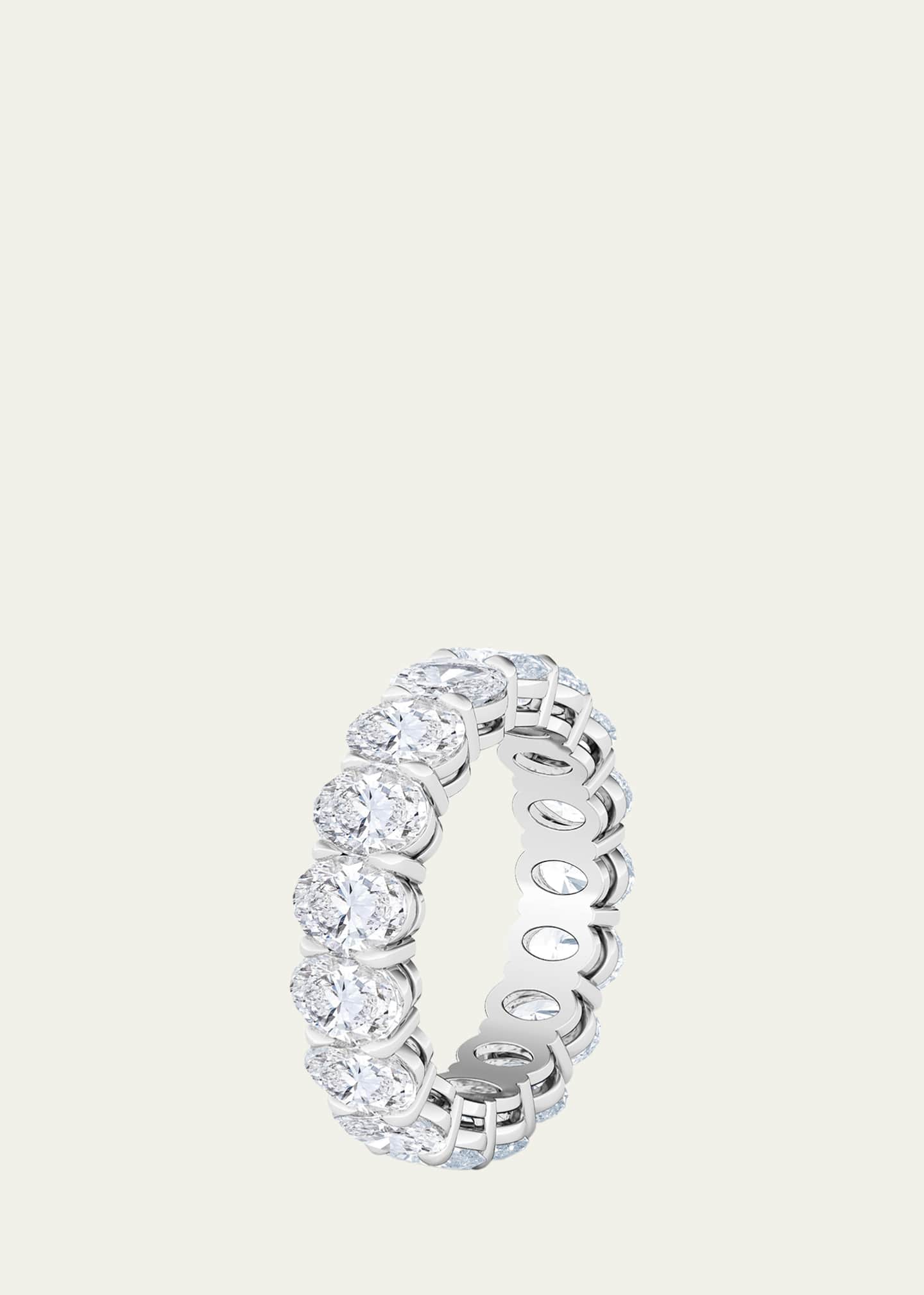 HauteCarat 18K Oval Cut Lab Grown Diamond Eternity Band, 7.5tcw Image 2 of 4