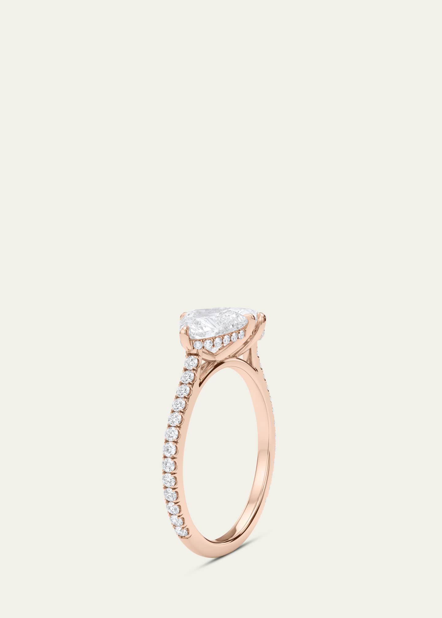 HauteCarat 18K Heart Lab Grown Diamond West Pave Twin Ring Image 3 of 4