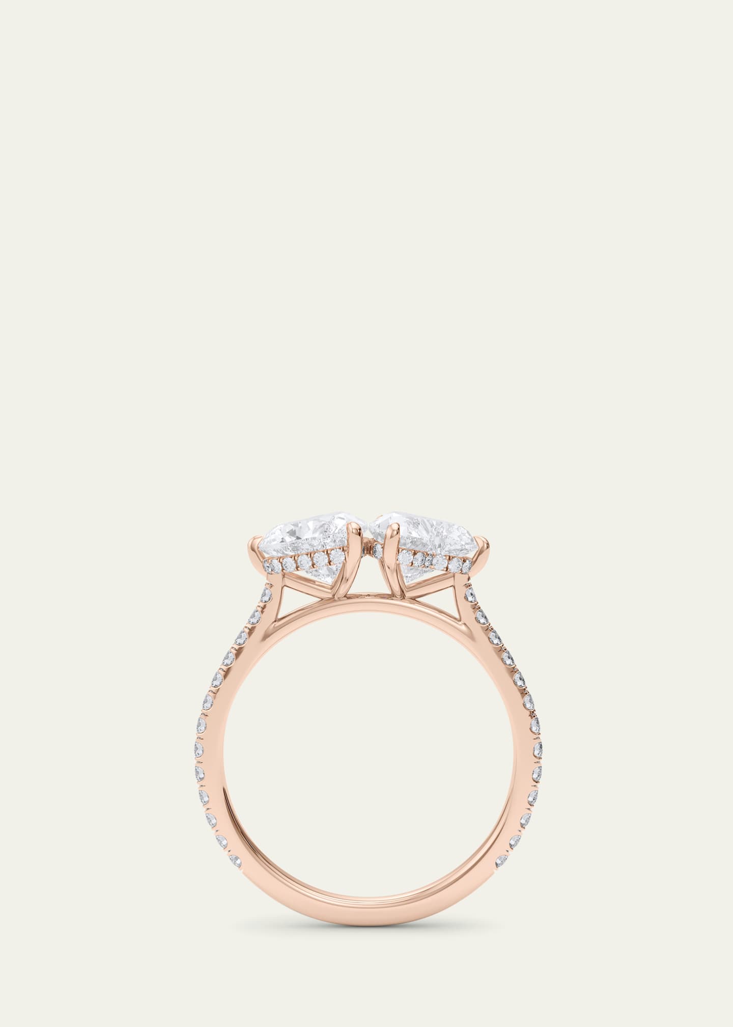 HauteCarat 18K Heart Lab Grown Diamond West Pave Twin Ring Image 4 of 4