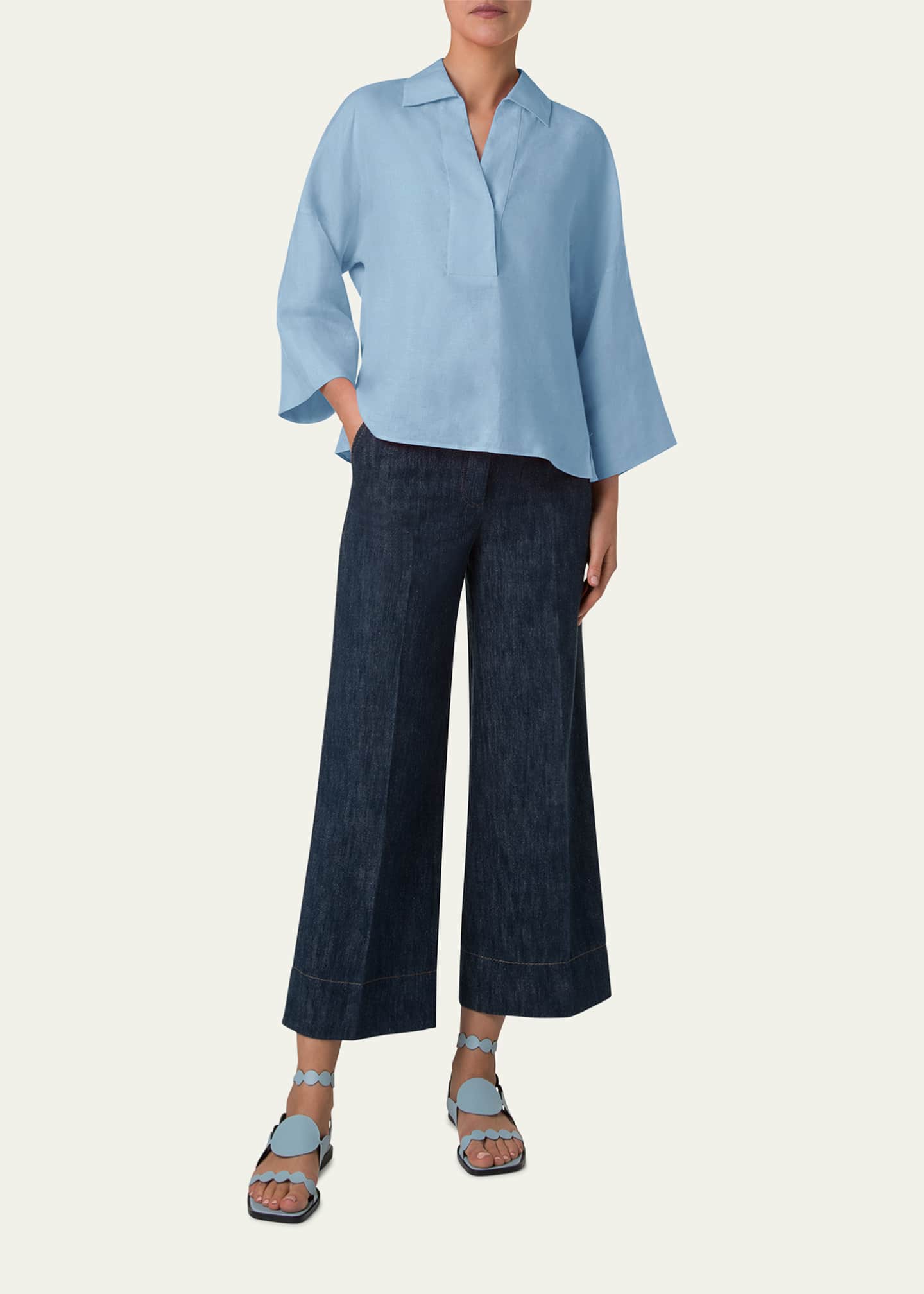 Akris punto Kimono Sleeve Poplin Blouse Image 2 of 5