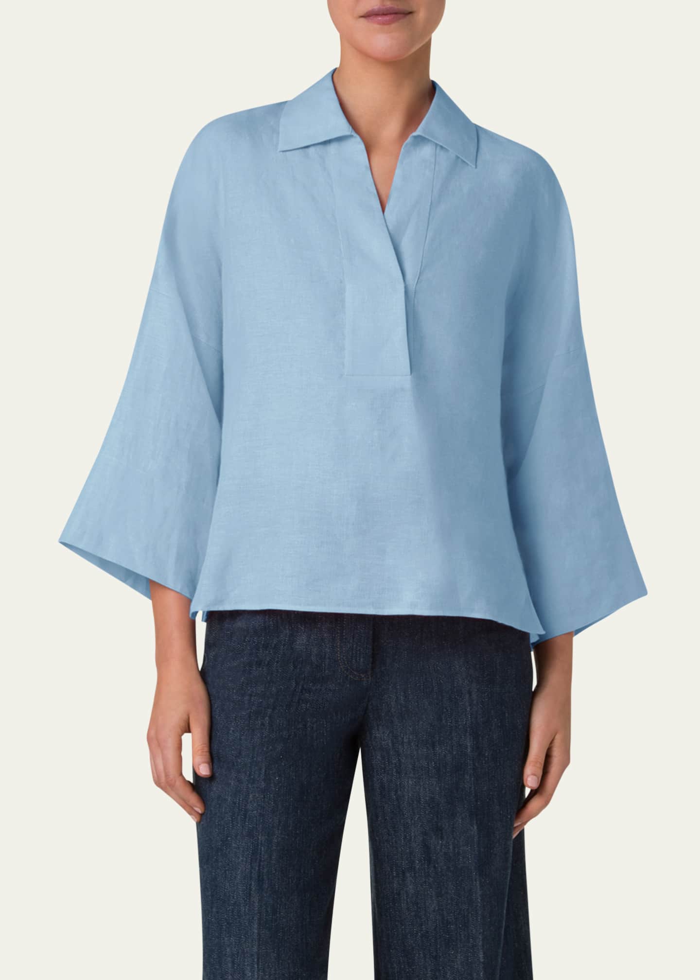 Akris punto Kimono Sleeve Poplin Blouse Image 4 of 5