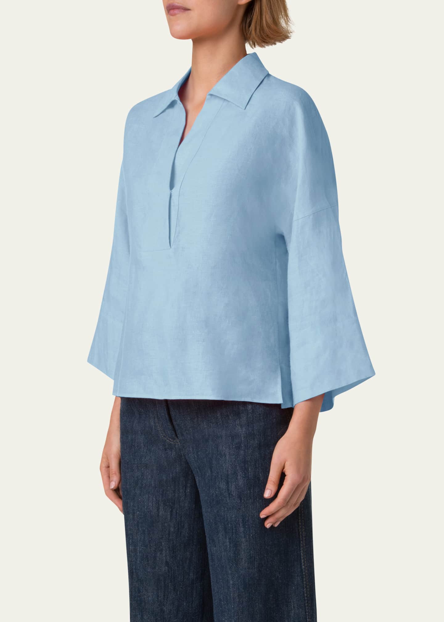 Akris punto Kimono Sleeve Poplin Blouse Image 5 of 5