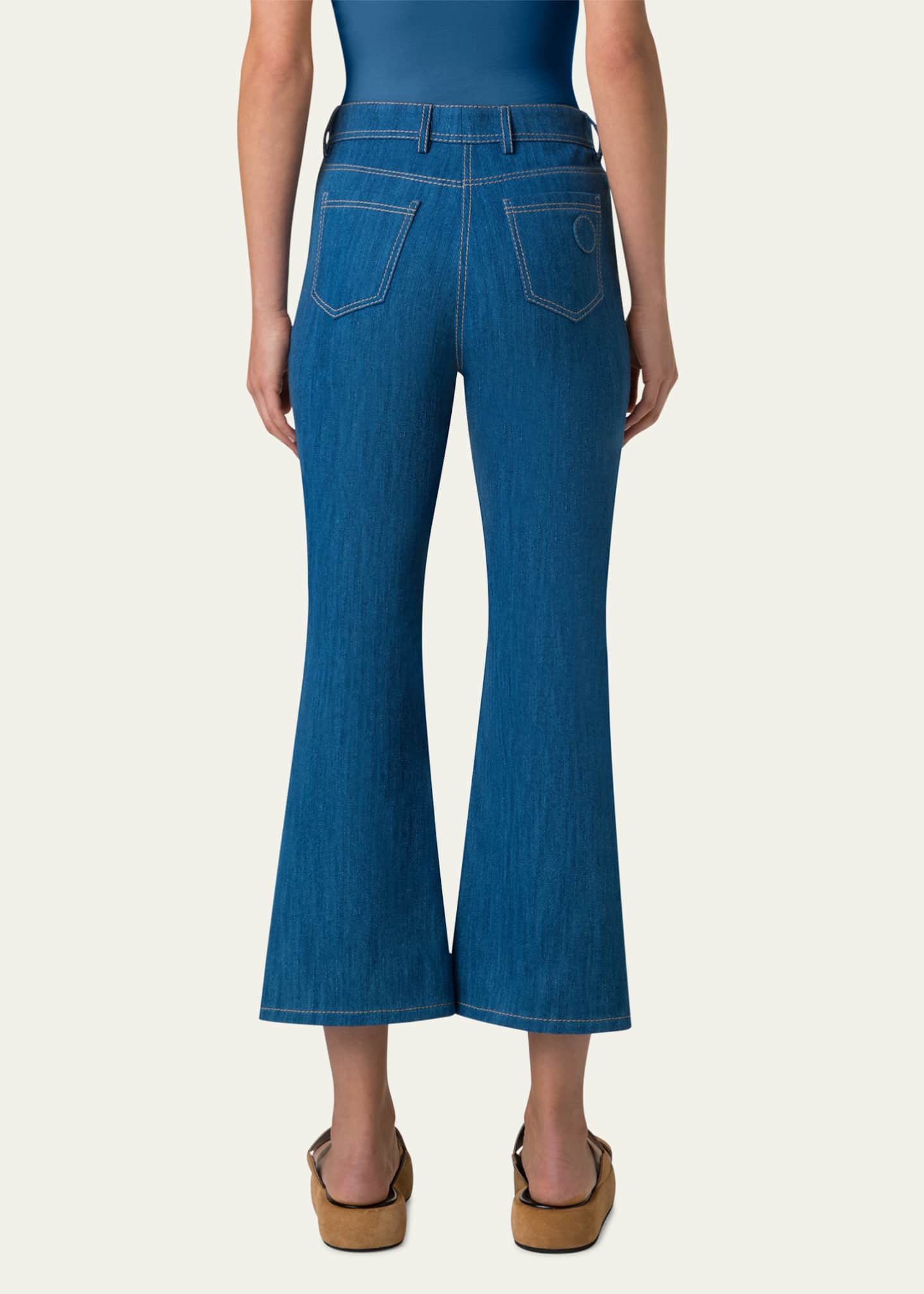 Akris punto Cali Flared Denim Cropped Pants Image 3 of 5