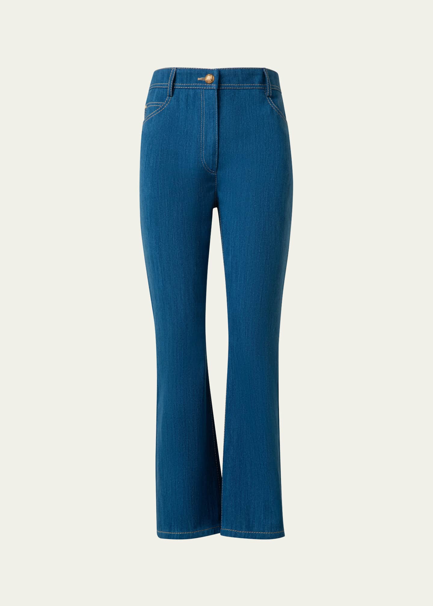 Akris punto Cali Flared Denim Cropped Pants Image 1 of 5