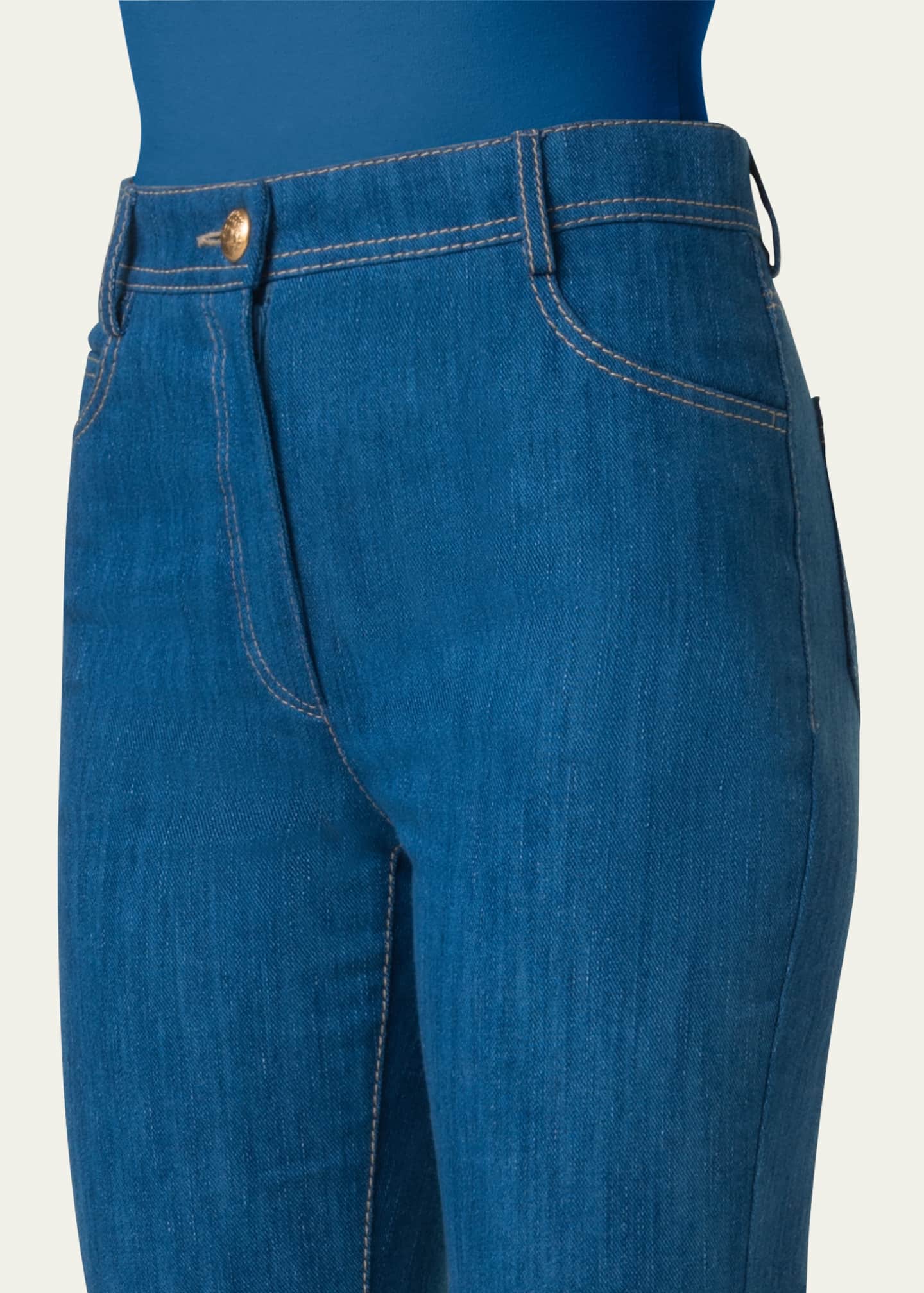Akris punto Cali Flared Denim Cropped Pants Image 5 of 5