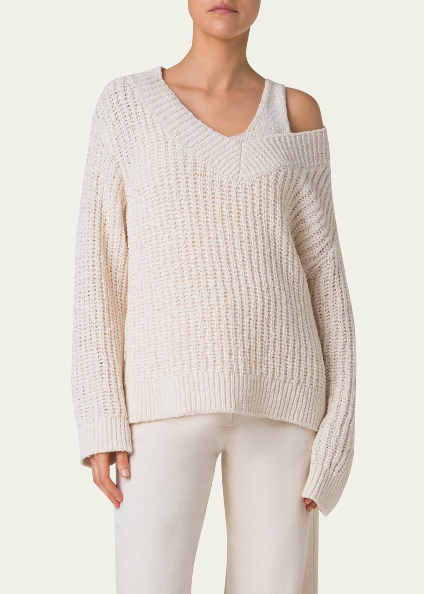 Akris punto Loose Summer Tweed Knit Sweater Image 4 of 5