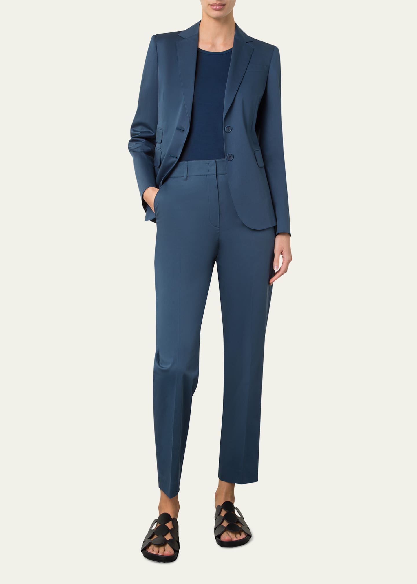 Akris punto Two-Button Washed Cotton Satin Blazer Image 2 of 5