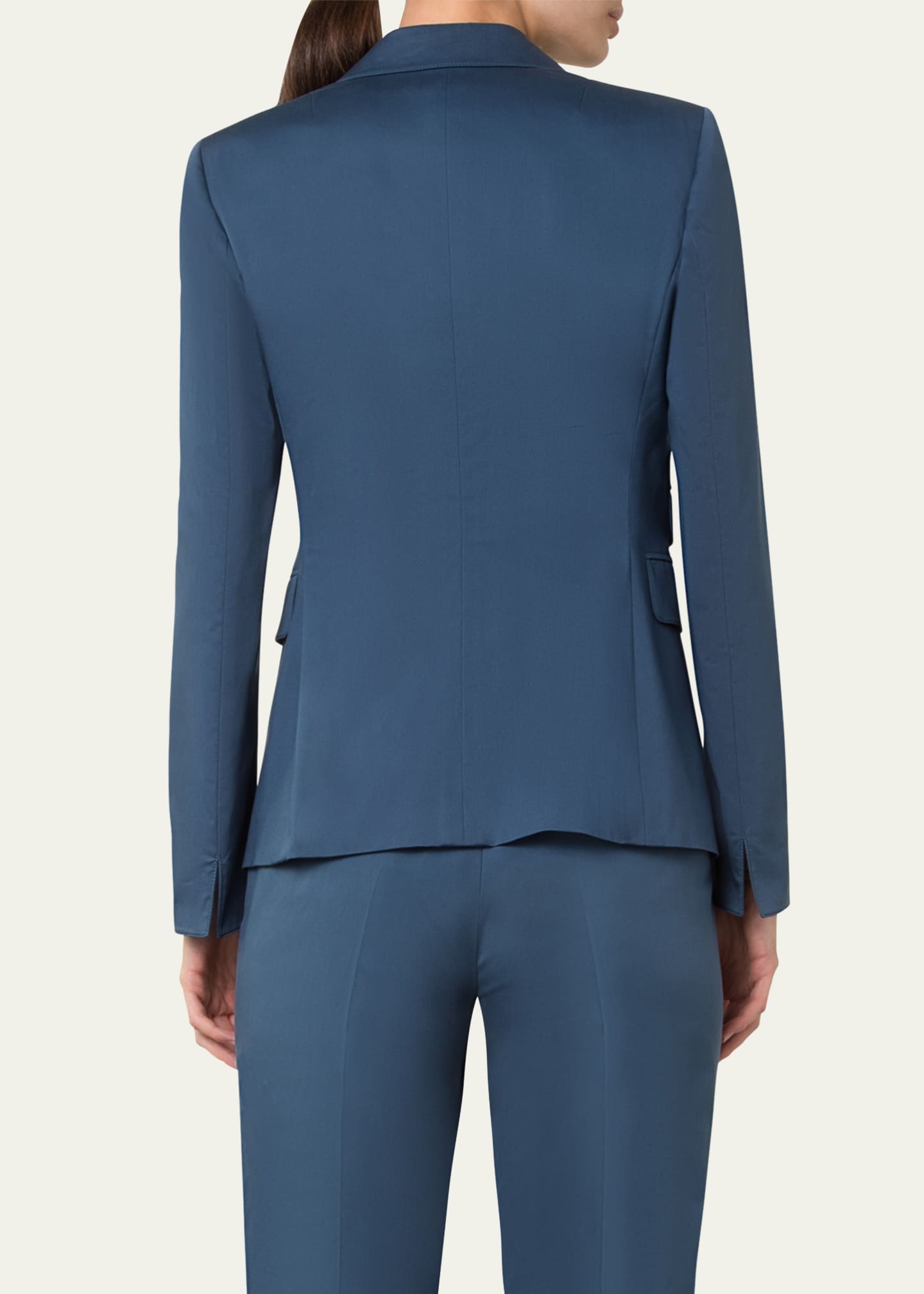 Akris punto Two-Button Washed Cotton Satin Blazer Image 3 of 5