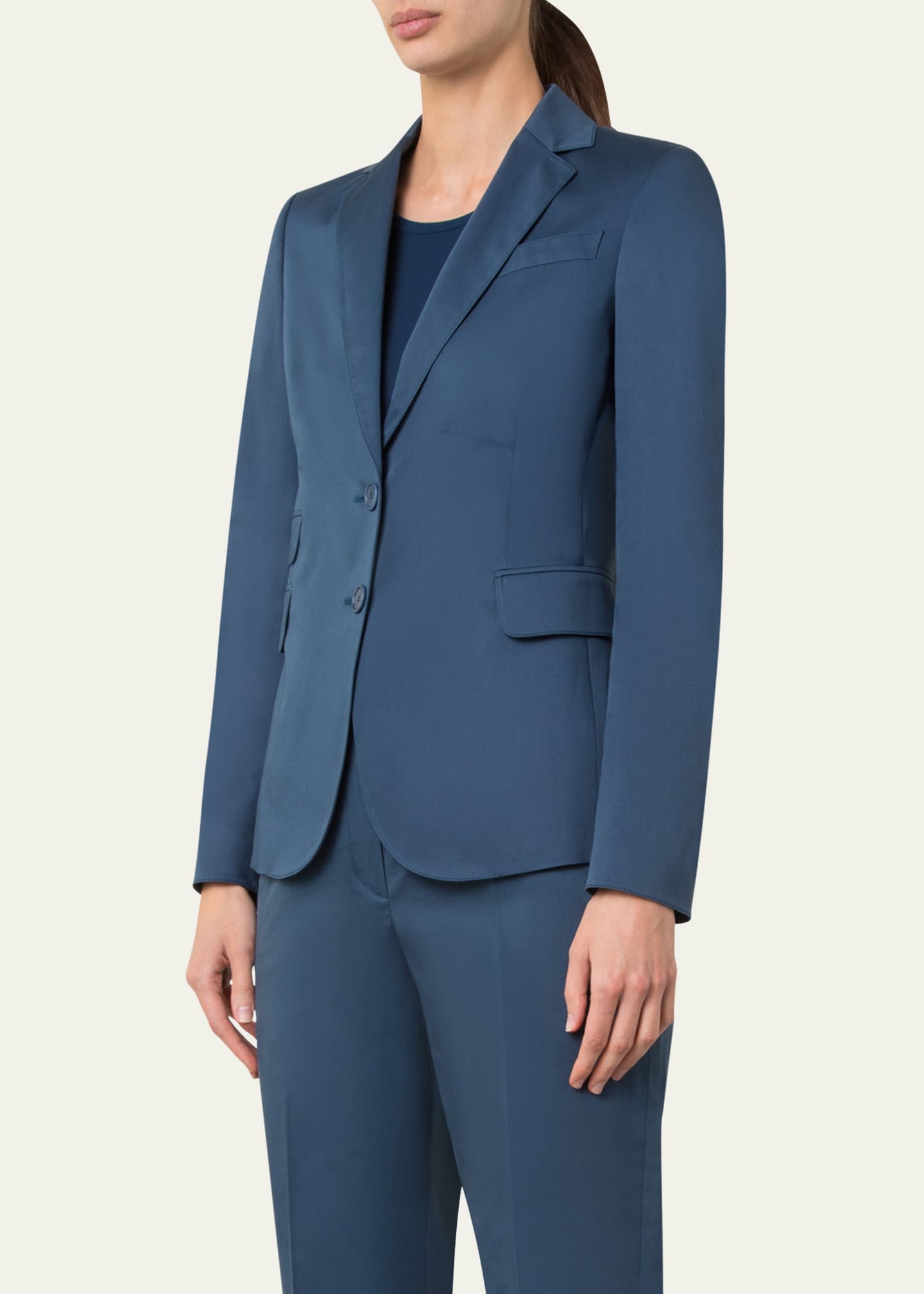 Akris punto Two-Button Washed Cotton Satin Blazer Image 4 of 5