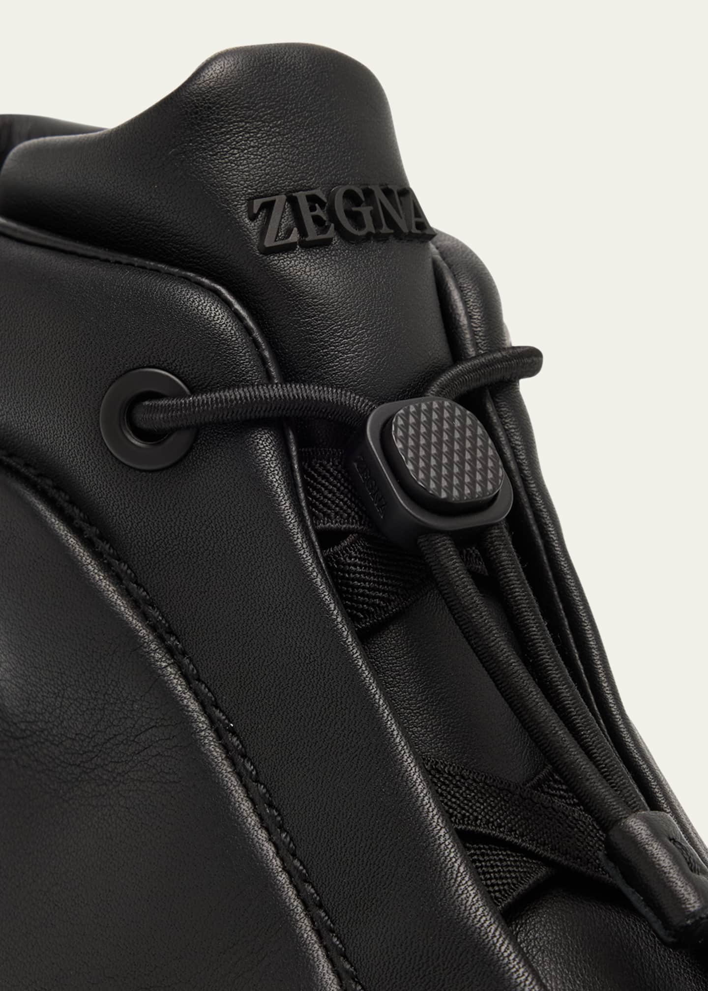 ZEGNA Men's Triple Stitch Leather High-Top Sneakers Image 3 of 3