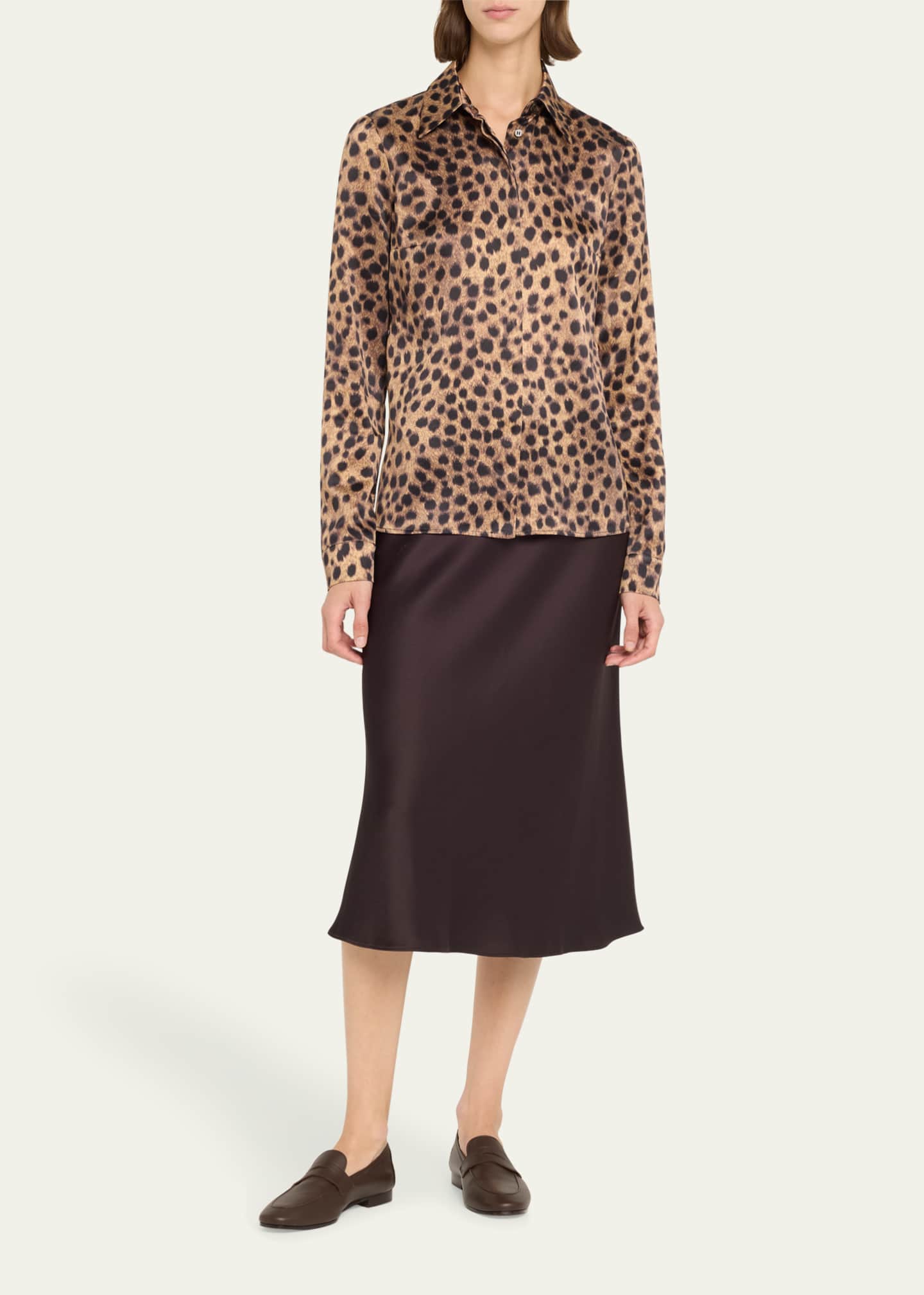 Michael Kors Collection Hansen Printed Silk Button-Front Shirt Image 2 of 5