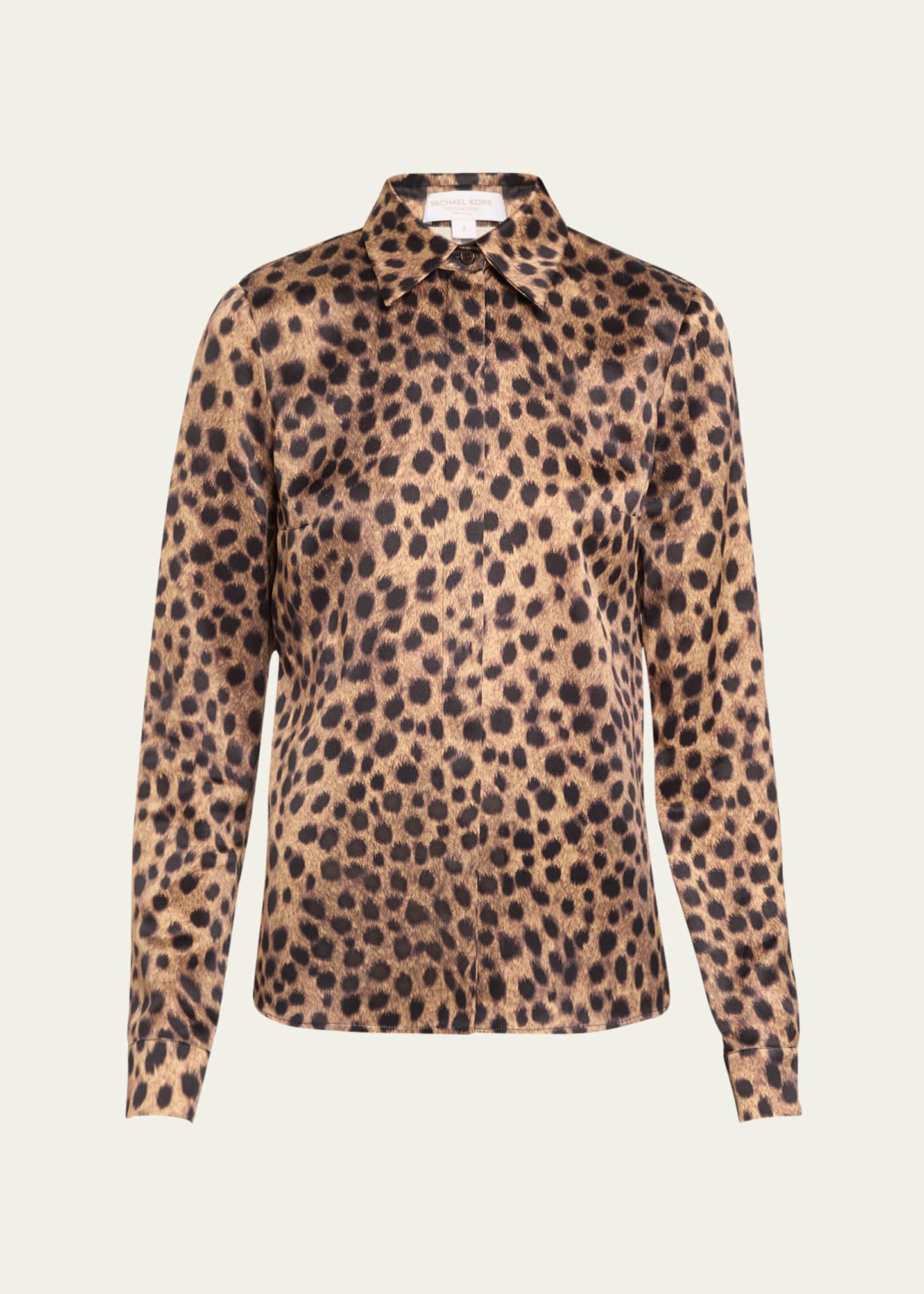 Michael Kors Collection Hansen Printed Silk Button-Front Shirt Image 1 of 5