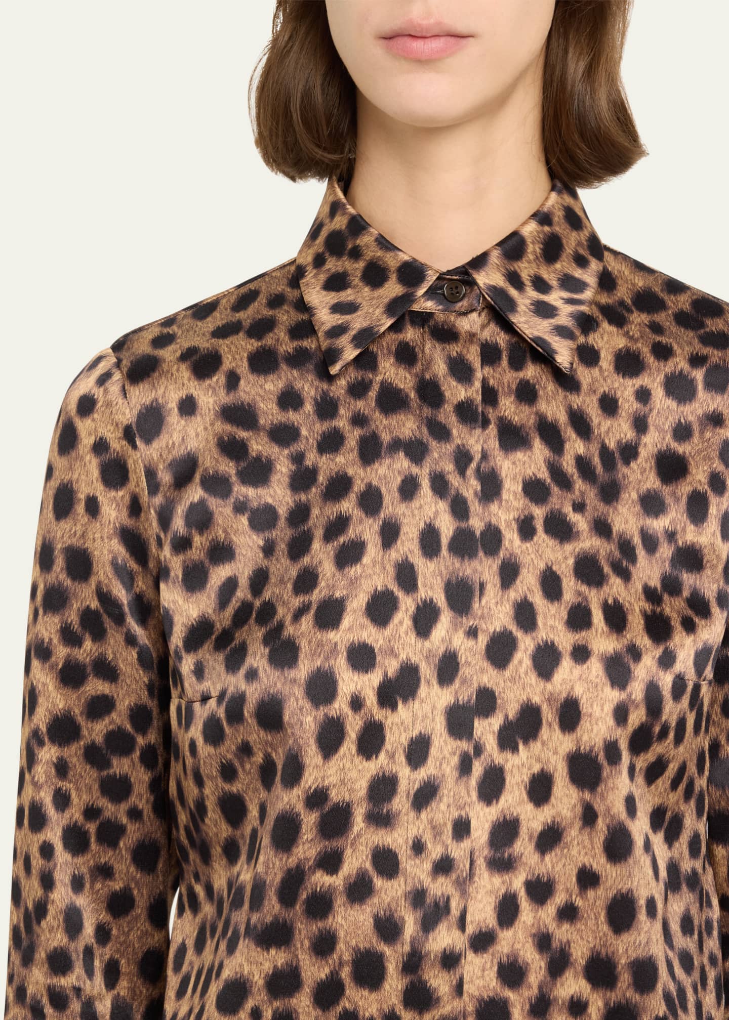 Michael Kors Collection Hansen Printed Silk Button-Front Shirt Image 5 of 5