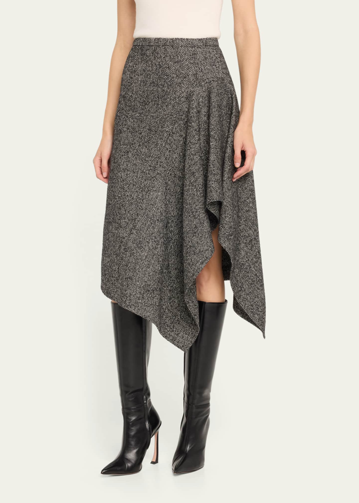 Michael Kors Collection Midi Handkerchief Wool Skirt