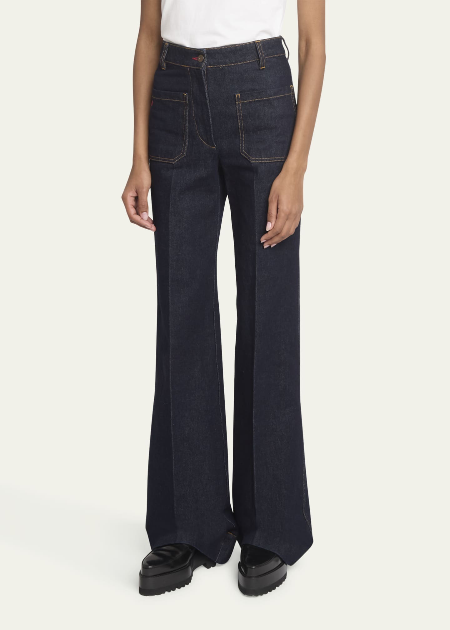 Victoria Beckham Alina Patch-Pocket Flared Jeans Image 4 of 5