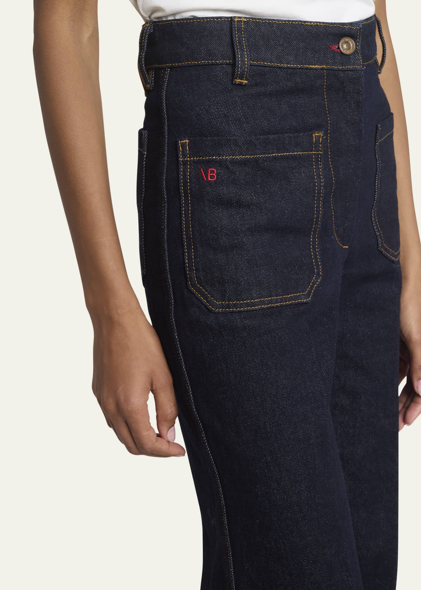 Victoria Beckham Alina Patch-Pocket Flared Jeans Image 5 of 5