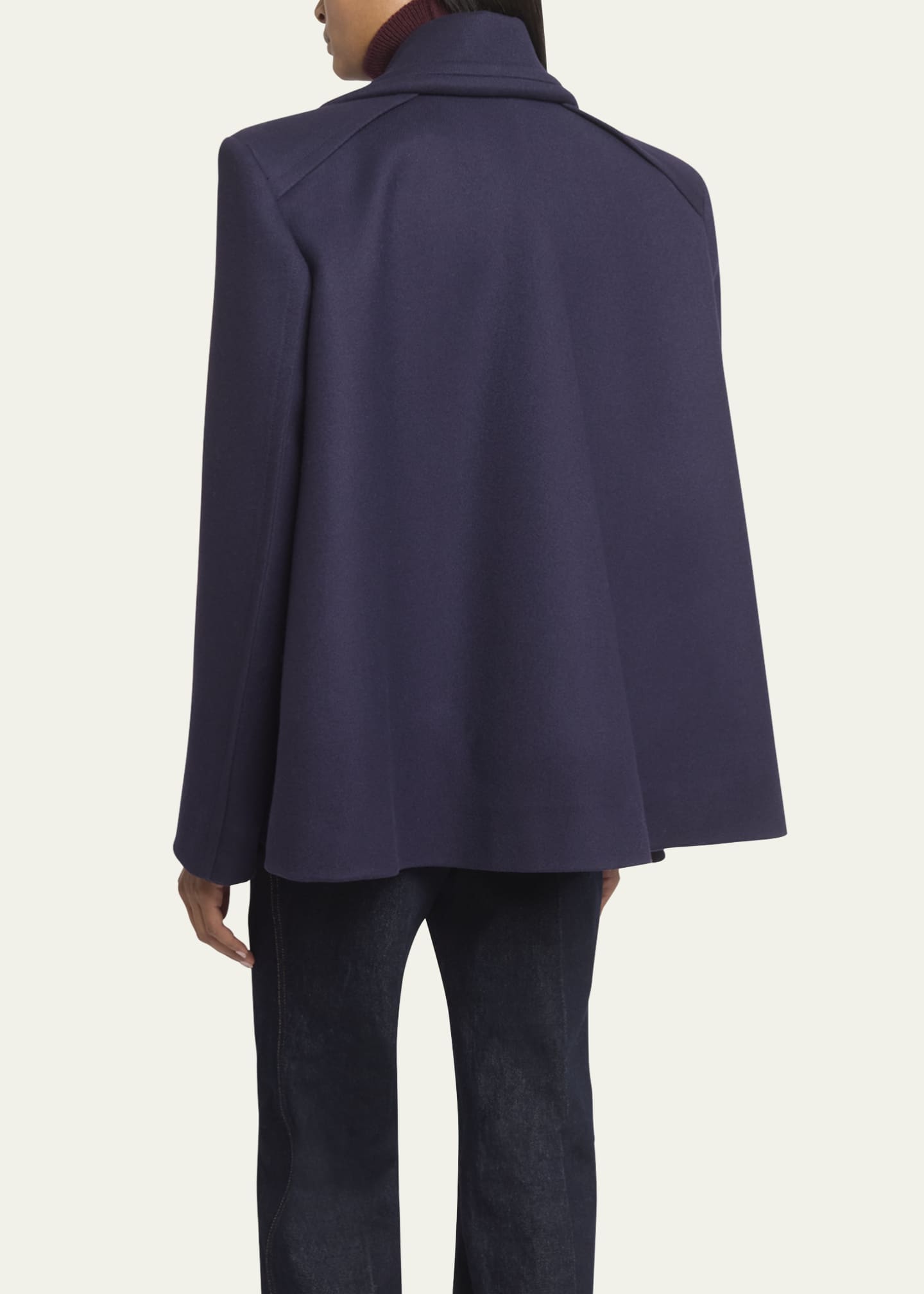 Victoria Beckham Pointed-Shoulder Single-Breasted Wool Peacoat Image 3 of 5
