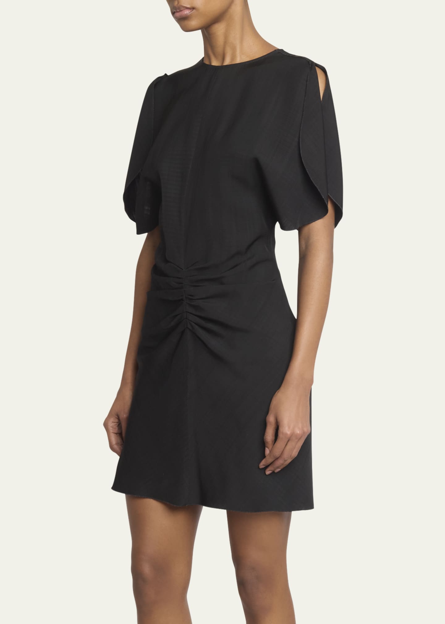 Victoria Beckham Gathered-Waist Short-Sleeve Mini Dress Image 4 of 5