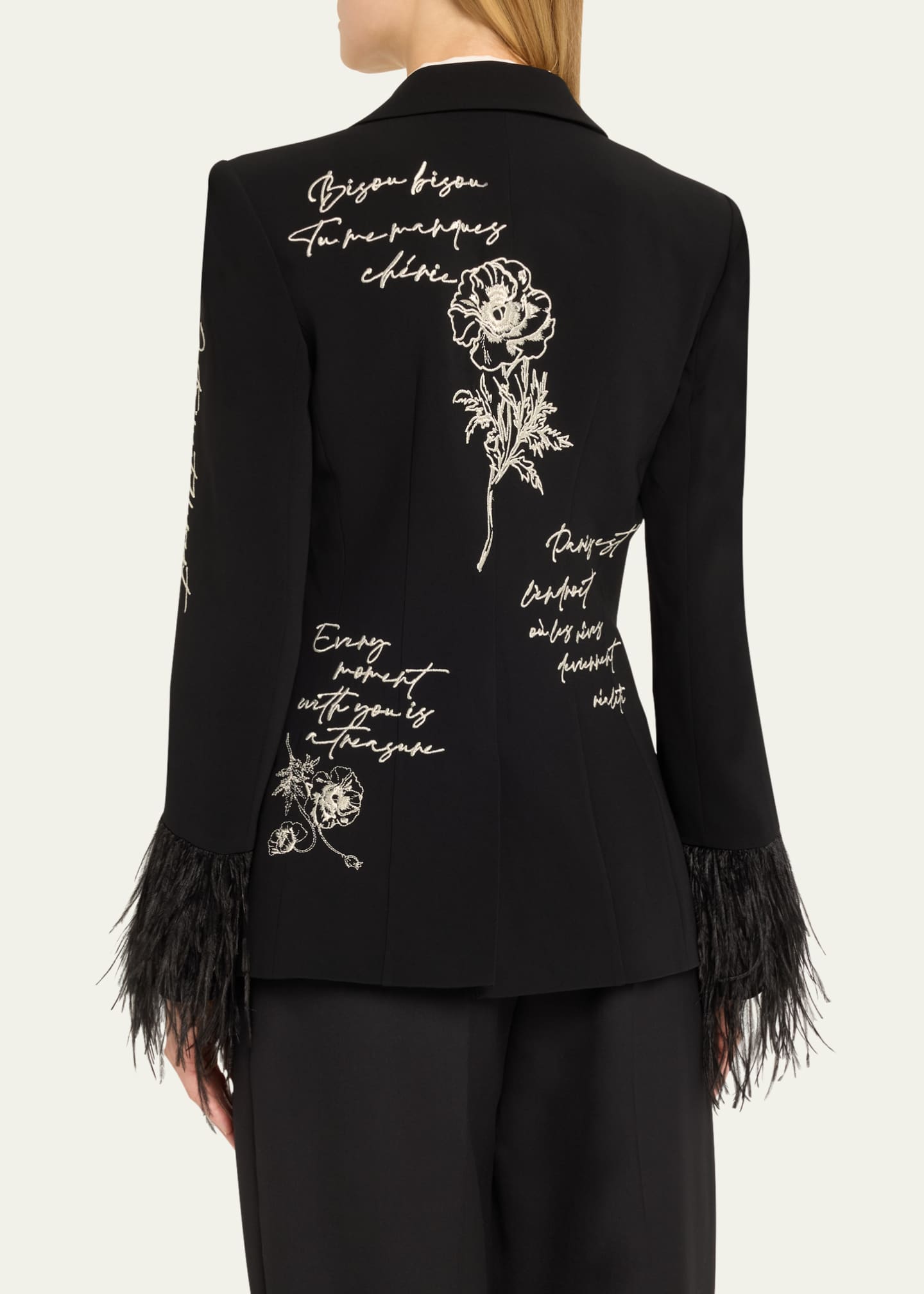 Cinq a Sept Love Letter Feather Cuff Cheyenne Blazer
