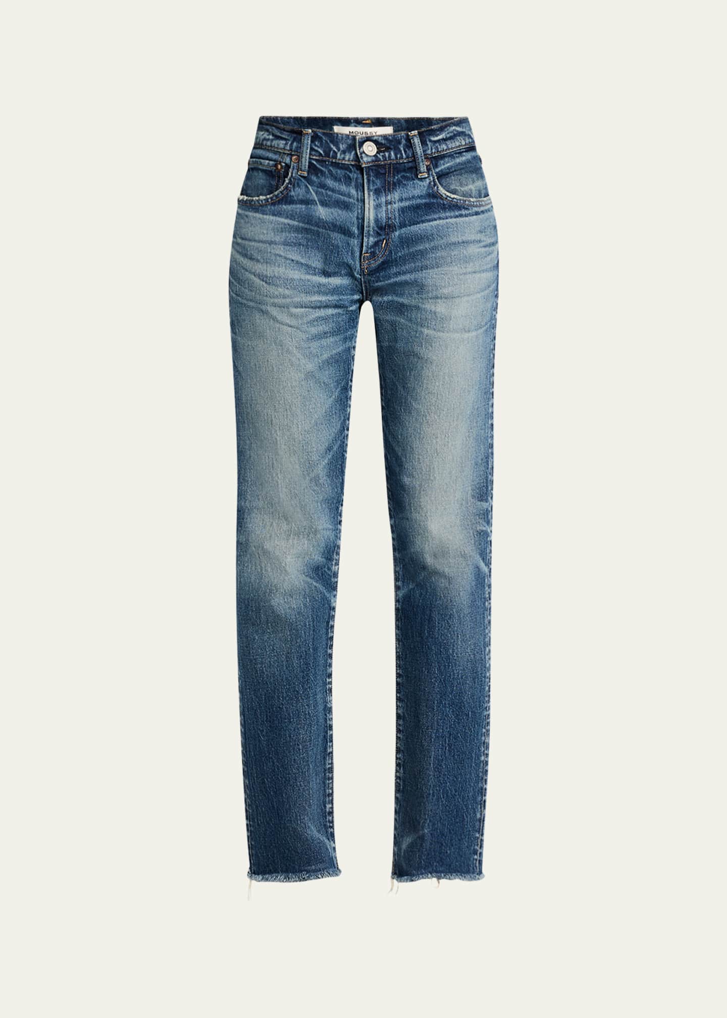 Moussy Vintage Womens MV Florahome Slim Straight in Blue (Blue, 30)