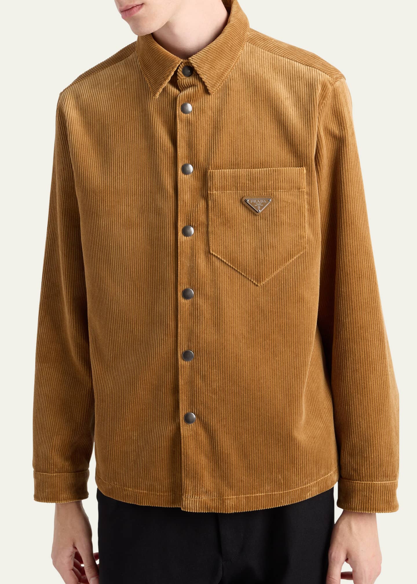 Prada Men's Velvet Corduroy Overshirt - Bergdorf Goodman