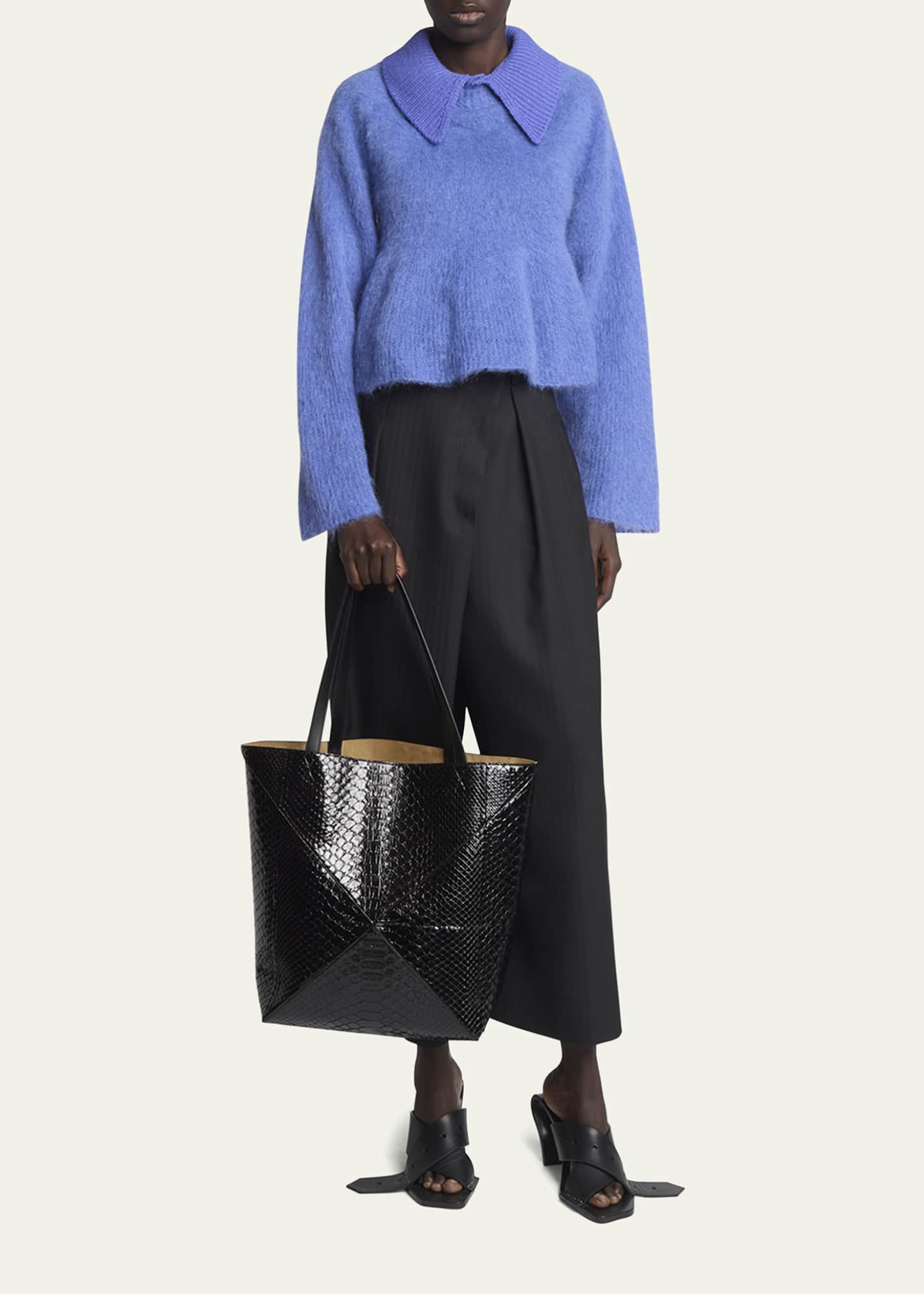 Loewe Puzzle Fold Large Patent Python-Embossed Tote Bag Image 2 of 6