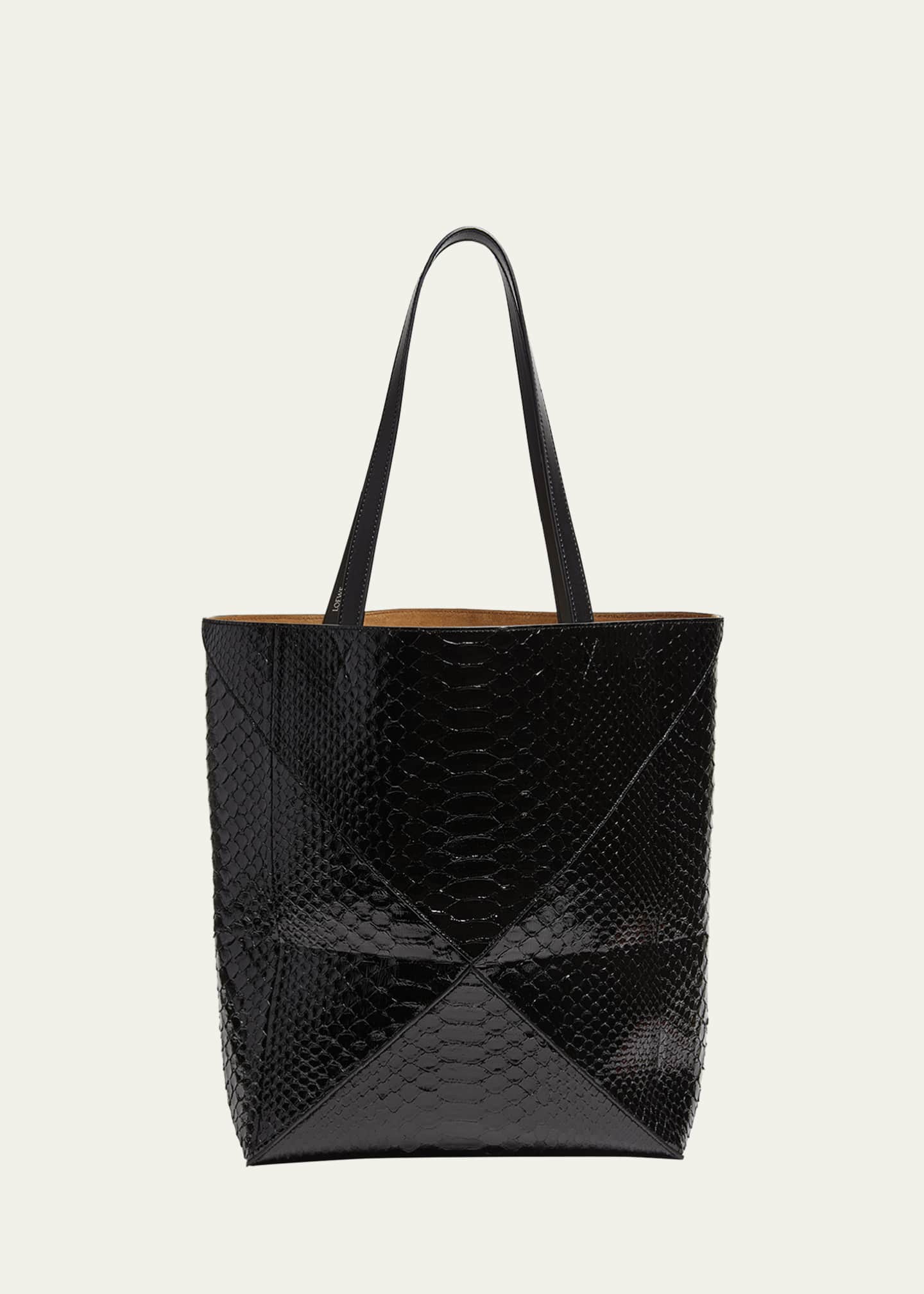 Loewe Puzzle Fold Large Patent Python-Embossed Tote Bag Image 1 of 6