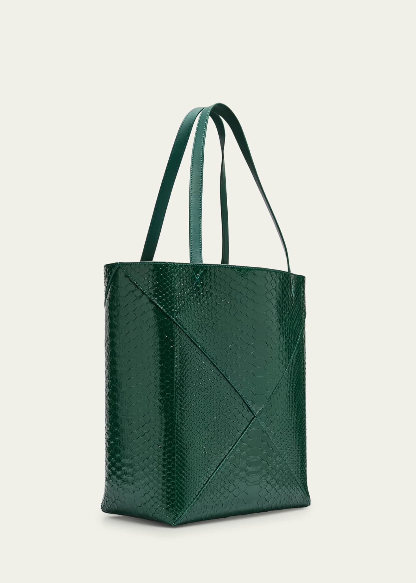 Loewe Puzzle Fold Large Patent Python-Embossed Tote Bag - Bergdorf Goodman