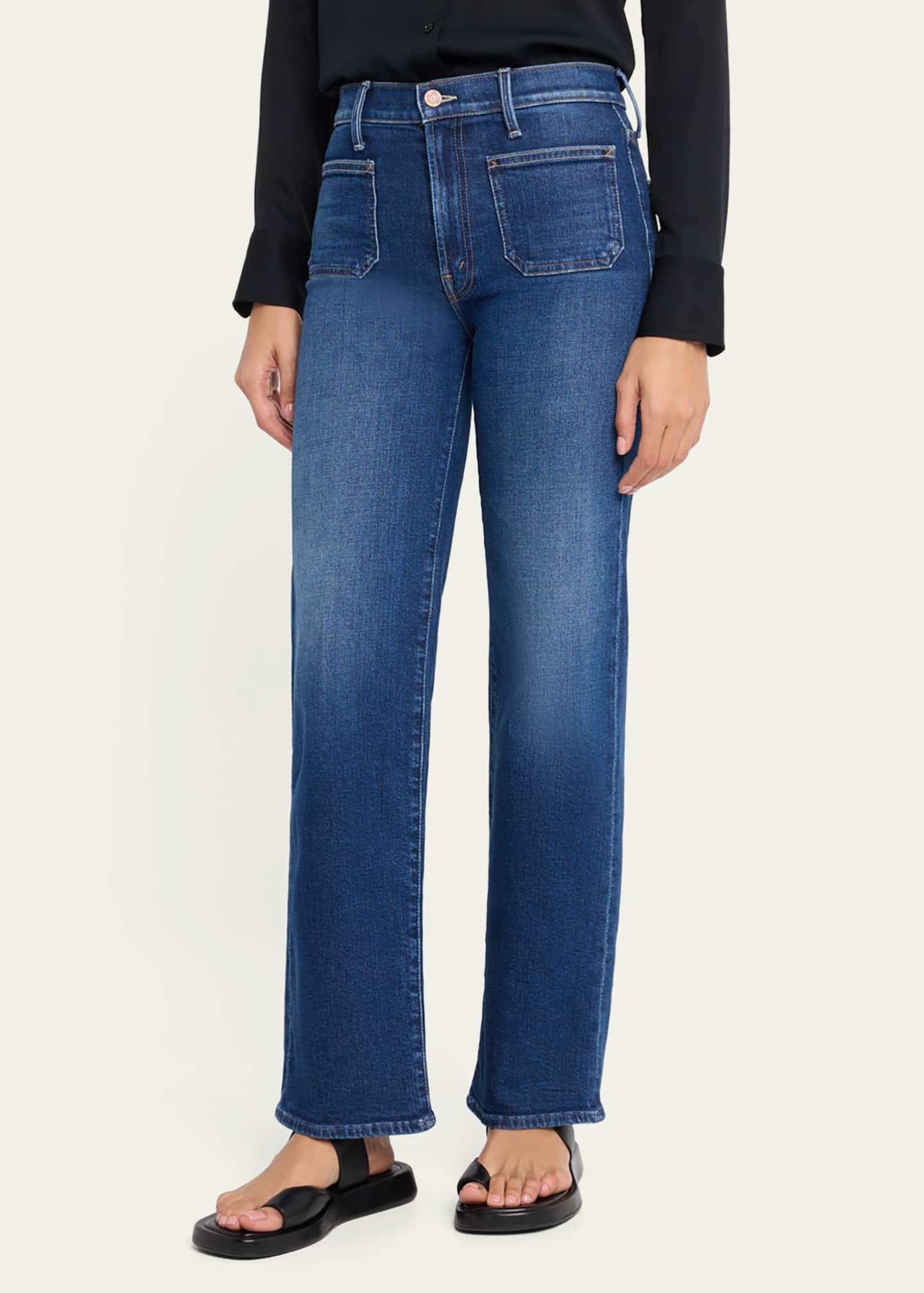 MOTHER Lil' Patch Pocket Rambler Zip Sneak Jeans - Bergdorf Goodman