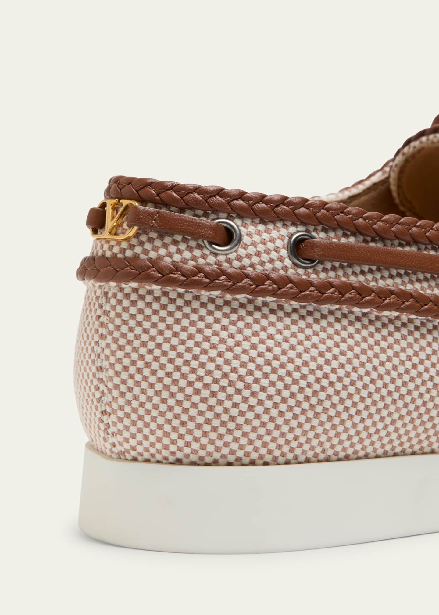 Valentino Garavani Men's Palm Avenue Canvas Boat Shoes Image 4 of 5