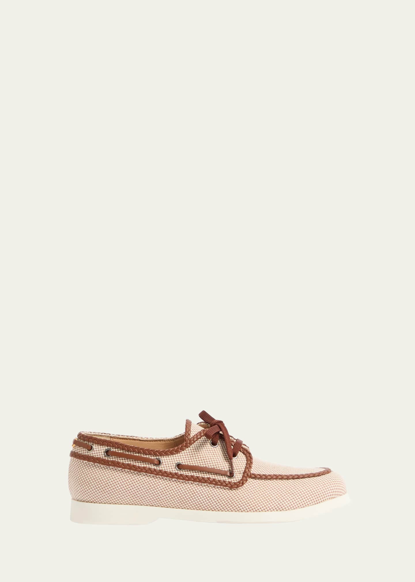 Valentino Garavani Men's Palm Avenue Canvas Boat Shoes Image 1 of 5