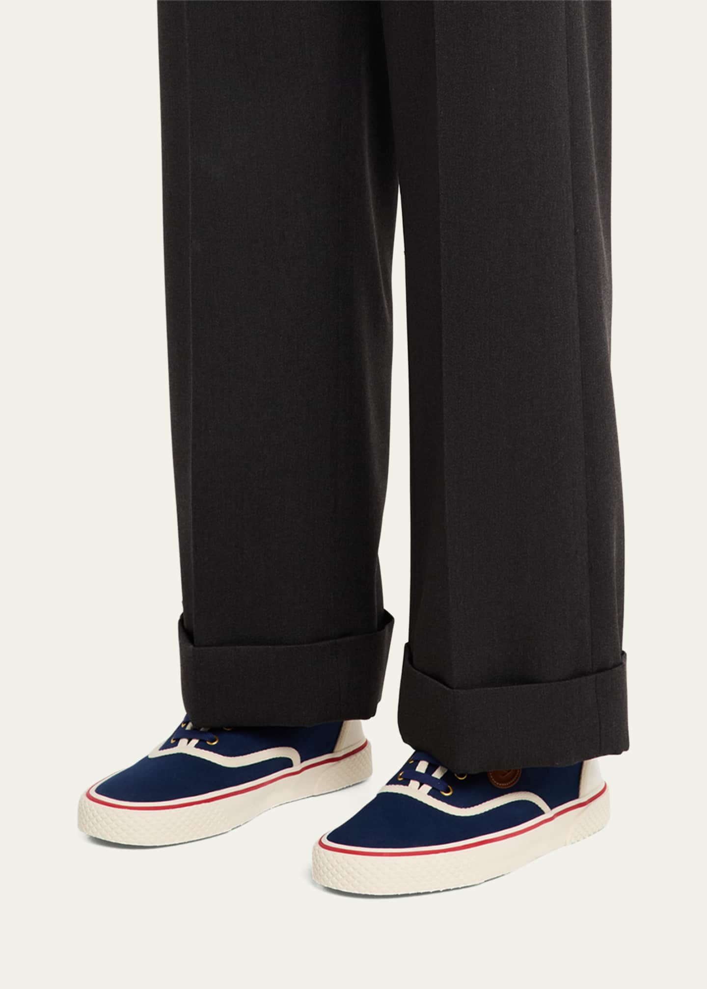 Valentino Garavani Men's Nojoke Canvas Leather VLogo Low-Top Sneakers Image 2 of 6