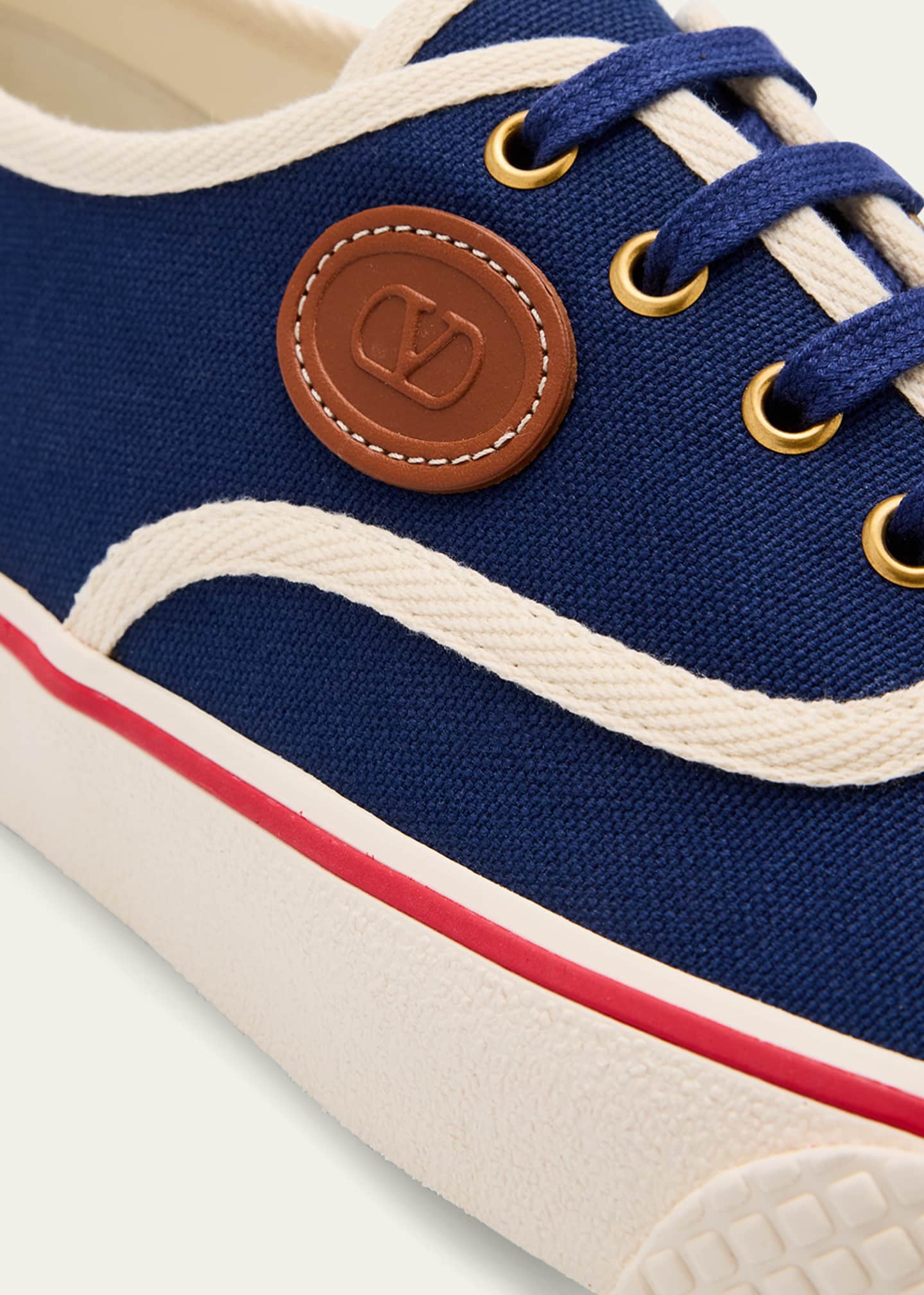 Valentino Garavani Men's Nojoke Canvas Leather VLogo Low-Top Sneakers Image 5 of 6