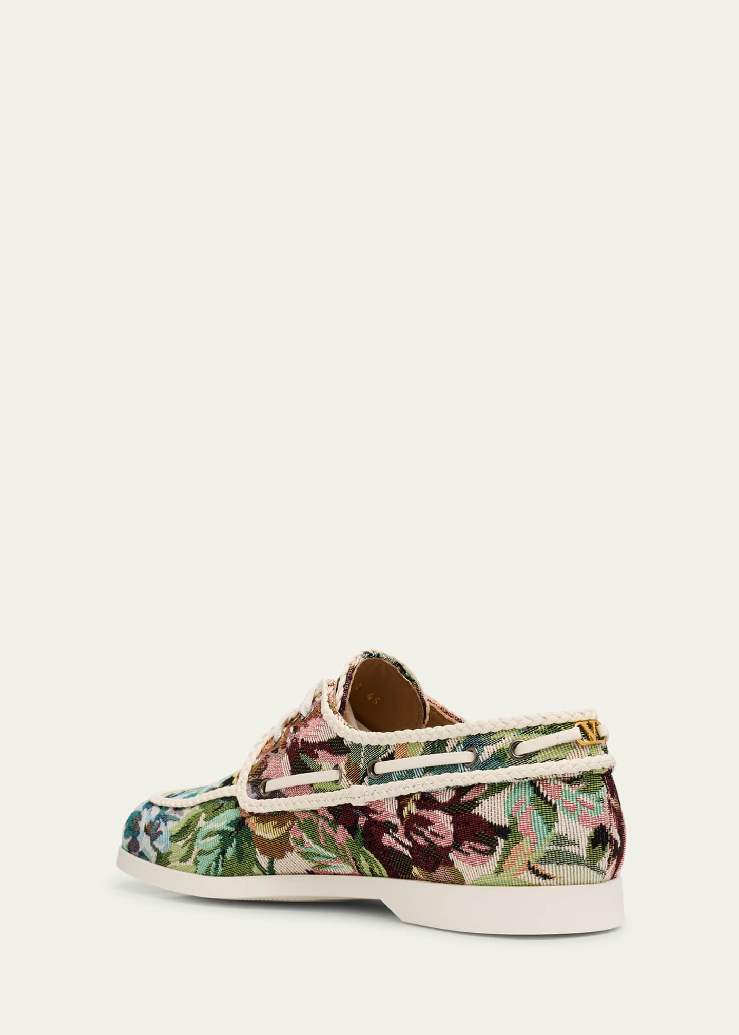 Valentino Garavani Men's Palm Avenue Jacquard Boat Shoes Image 4 of 6
