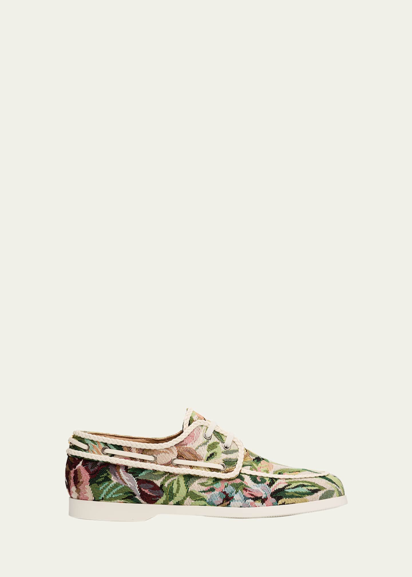 Valentino Garavani Men's Palm Avenue Jacquard Boat Shoes Image 1 of 6