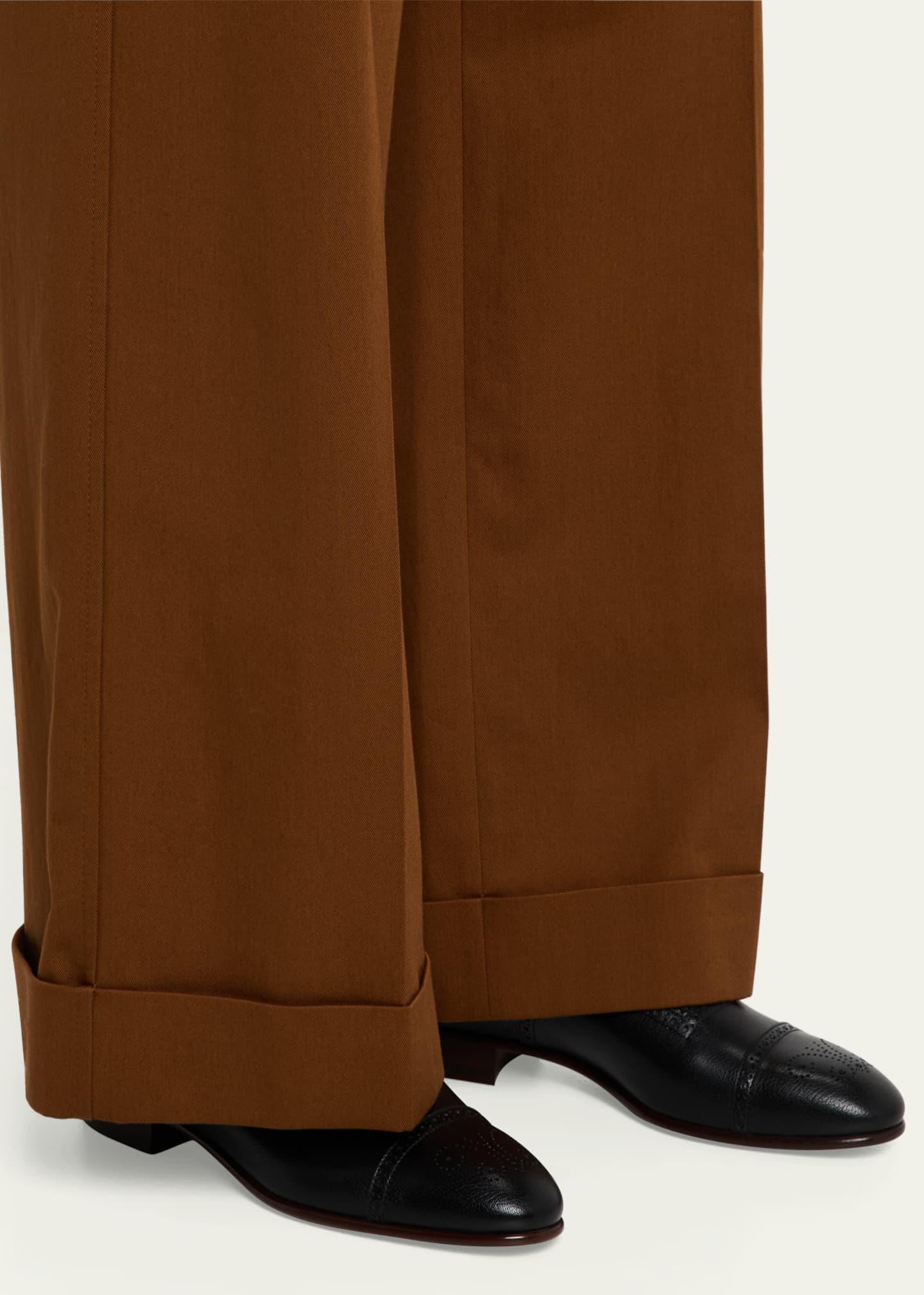 Valentino Garavani Men's Brogue Cap-Toe Leather Oxfords Image 2 of 6