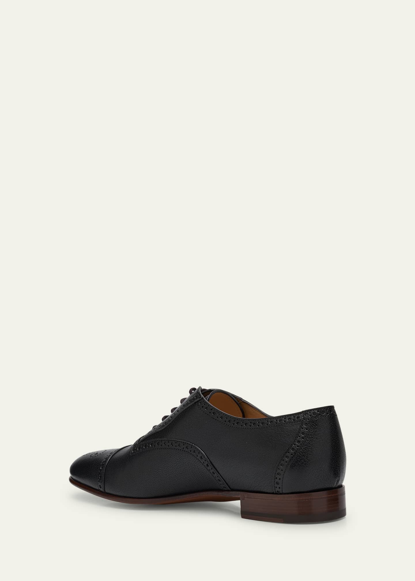 Valentino Garavani Men's Brogue Cap-Toe Leather Oxfords Image 4 of 6
