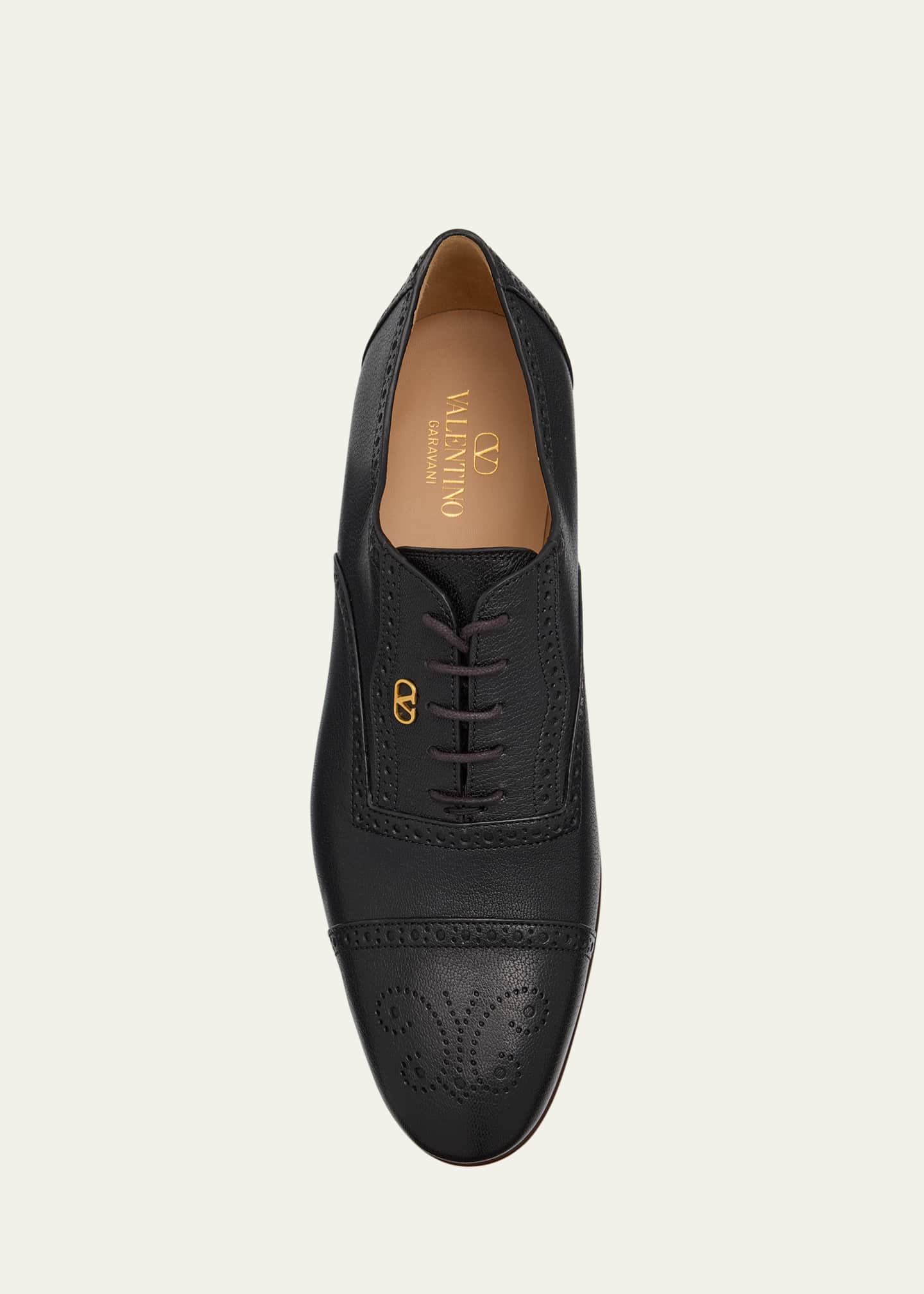 Valentino Garavani Men's Brogue Cap-Toe Leather Oxfords Image 6 of 6